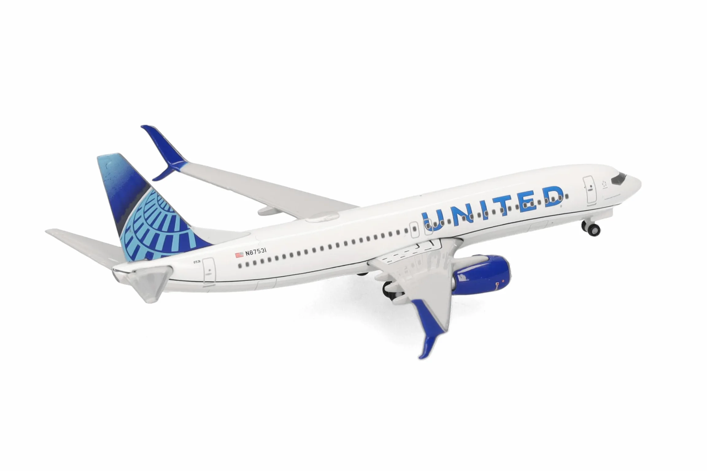 Herpa Modellino aereo United Airlines Boeing 737-800, miniatura scala 1:500, pezzo da collezione, modello senza supporto, metallo