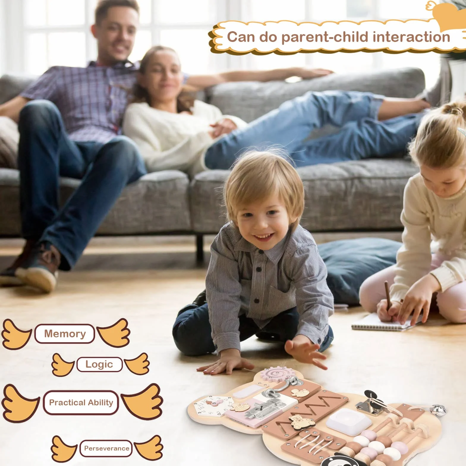 Busy Board Consiglio Occupato Montessori Scheda attività Sensoriale Tavole di attività Sensoriali per Bambini in Legno Fatte a Mano