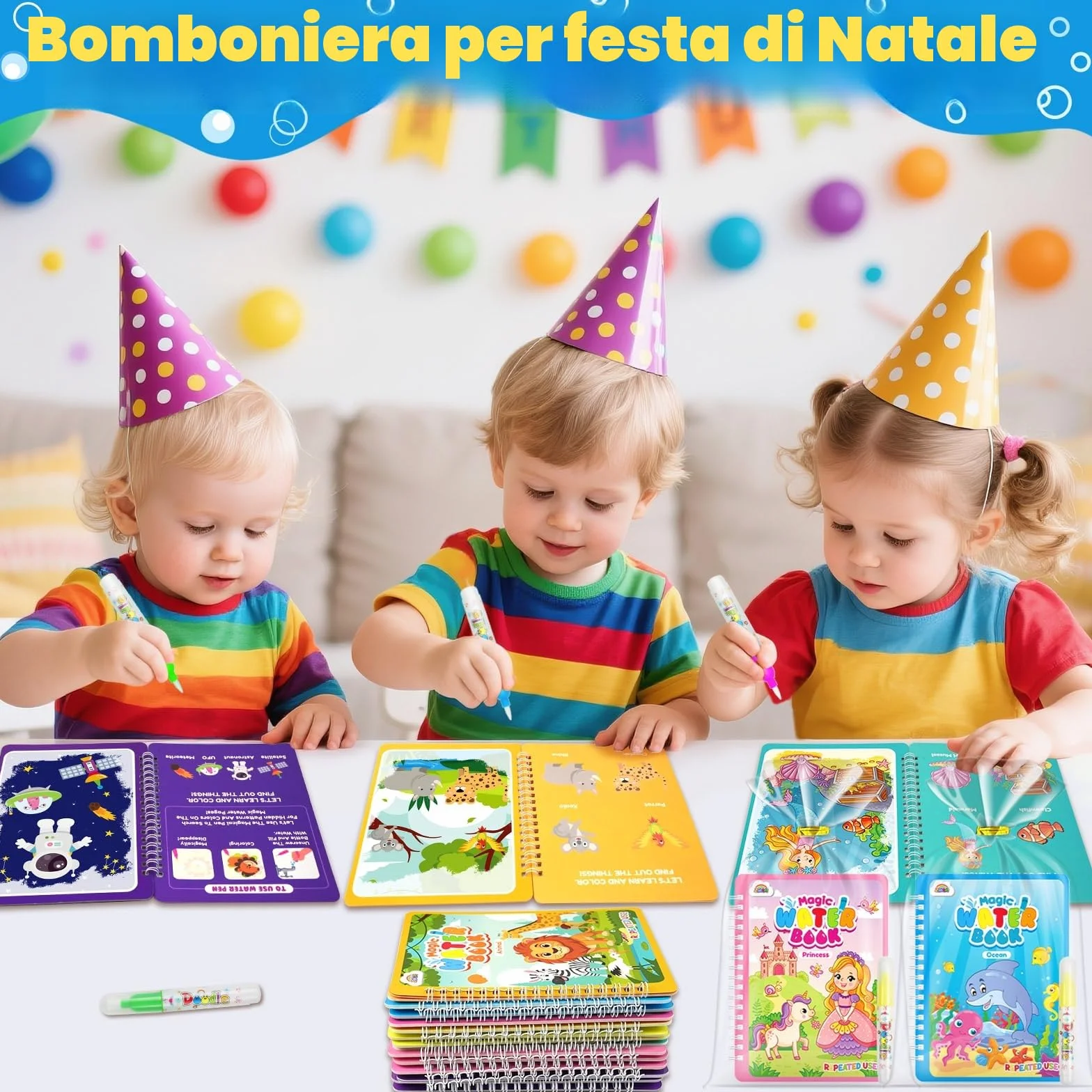 ZMLM 24 Libri da Colorare con acqua gadget compleanno bambina bambino bambini, Riutilizzabili mini libri da colorare Magico Pittura per di 4-8ann regalini fine festa compleanno bambini (24Classica)