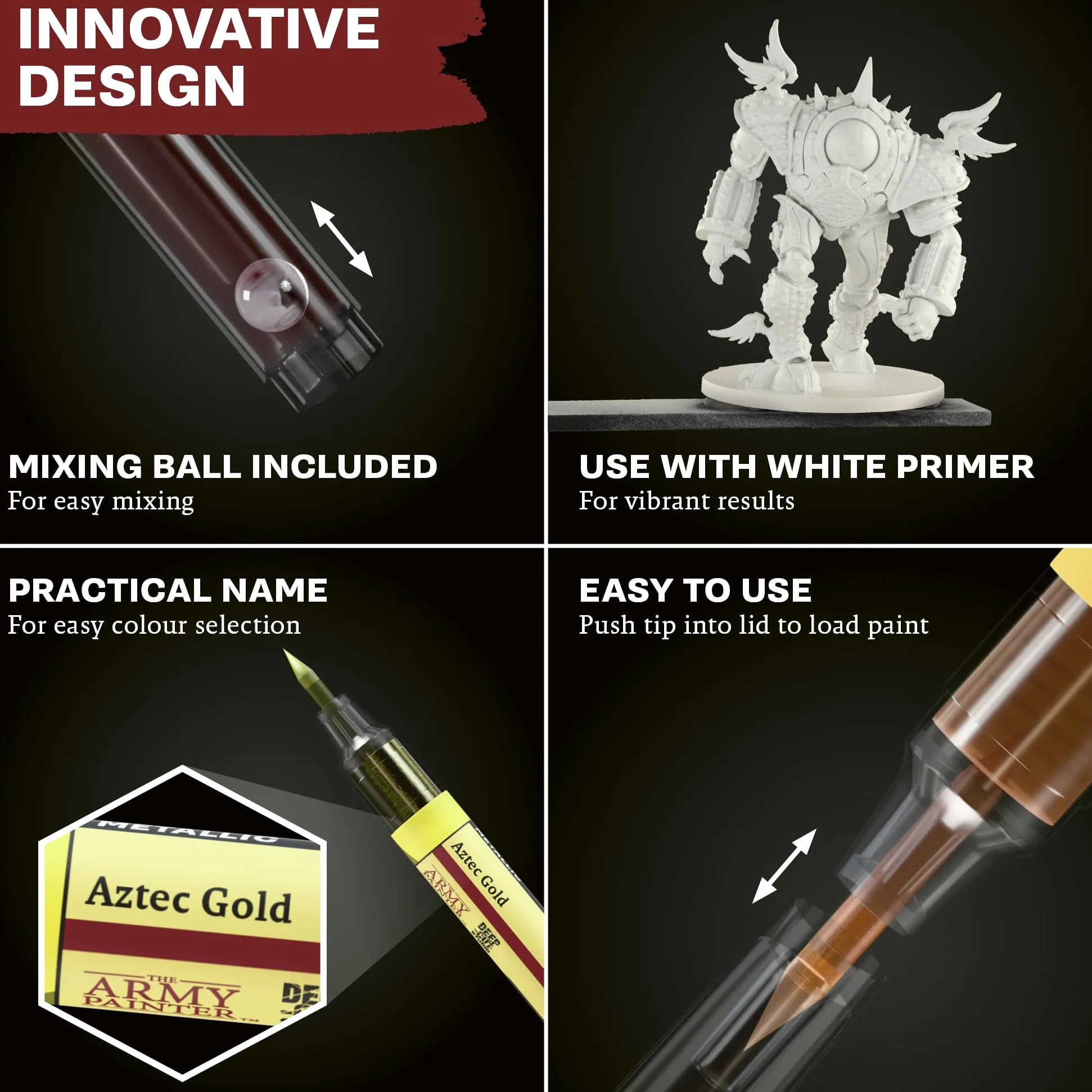 The Army Painter, Speedpaint Metallics Marker Set, 10 x 6 ml | Speedpaint Metallics Marker, colori acrilici a contrasto, per miniature DnD e Warhammer