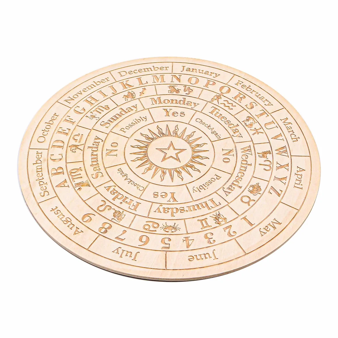 Tavola del Pendolo in Legno Stella 25 cm Kit Divinazione con Collana Cristallo Bacchetta da Rabdomante