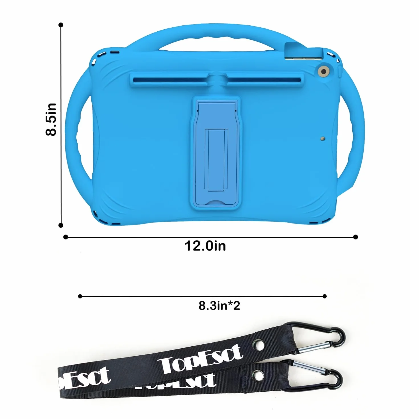 TOPESCT Custodia per bambini per iPad da 10,2 pollici di 9a/8a/7a generazione, realizzata in silicone adatto ai bambini, con protezione schermo integrata, custodia antiurto con manico e supporto per