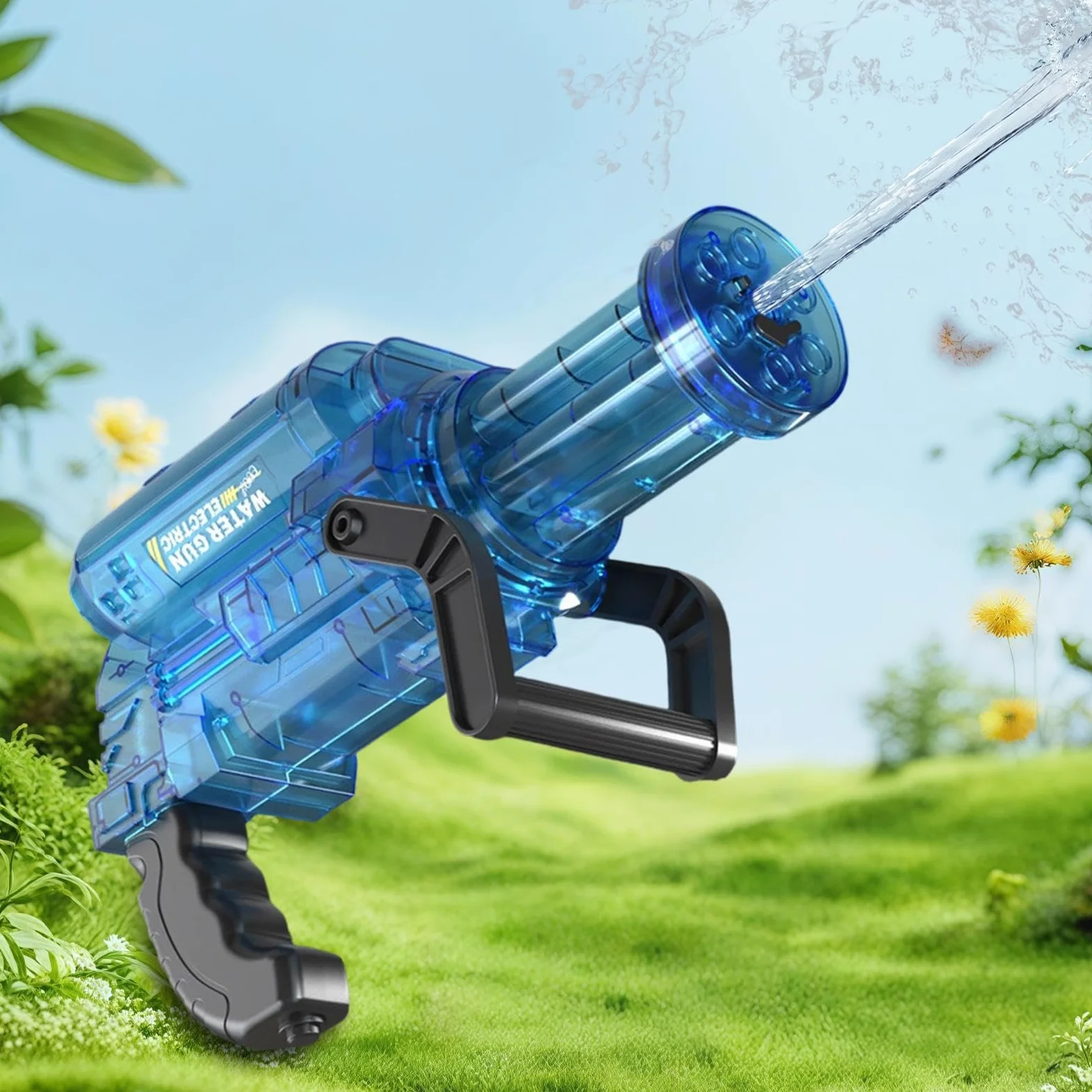 Pistola a spruzzo elettrica per bambini, con luce e | Giocattolo ad acqua per bambini per feste estive, giardino, cortile, campeggio