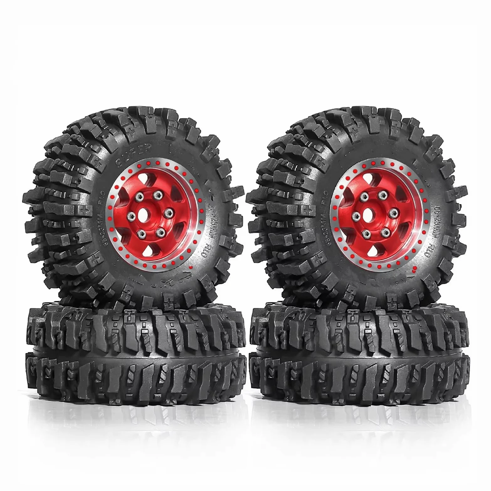 RC Pneumatici Ruote Compatibile Con Traxxas, Per Trx4-m, Per Bronco, Per Defender, Per Axial, Per Scx24, Per Fms, Pneumatici Per Auto Cingolate RC 1/18, Cerchi Beadlock.