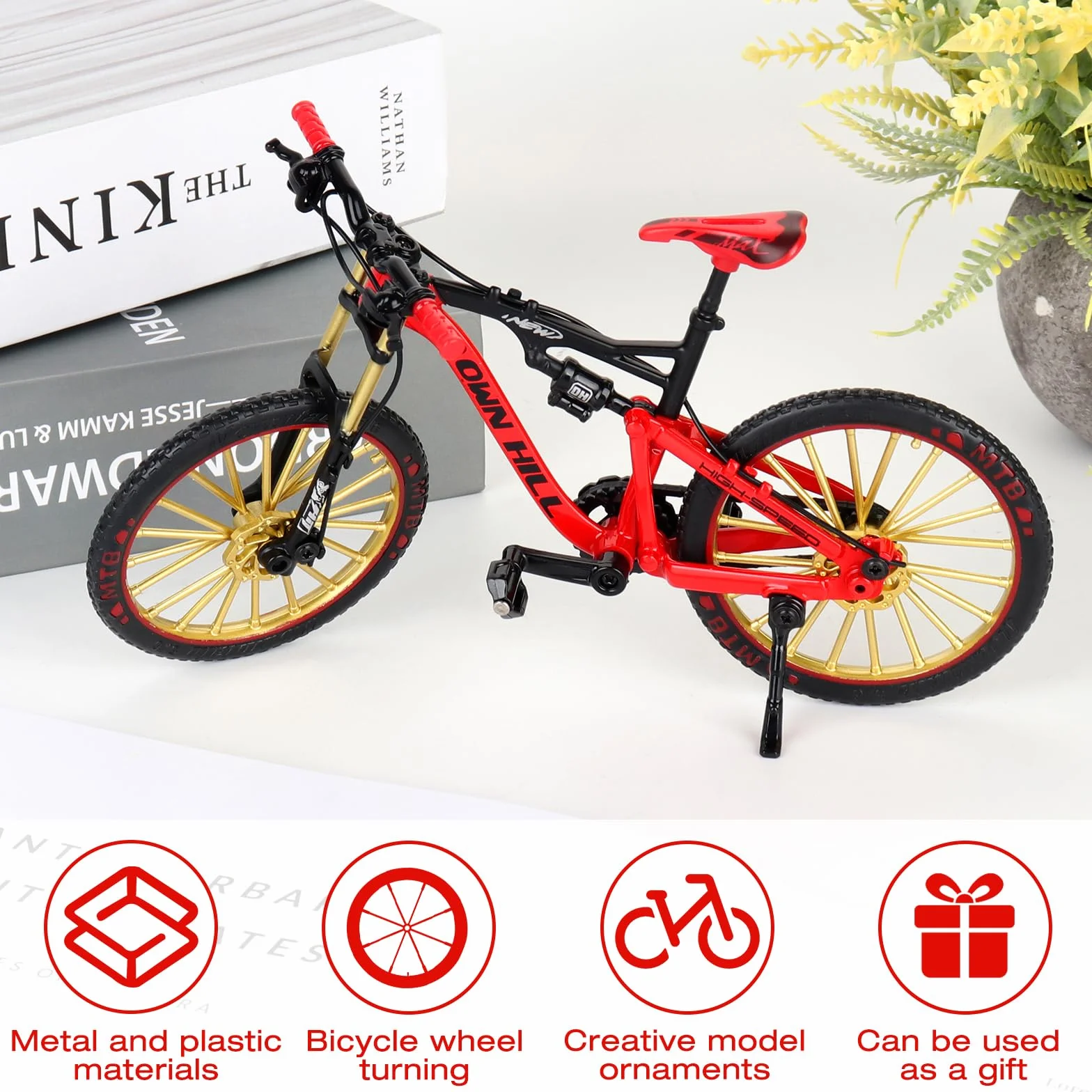 Mini Bicicletta Giocattolo 1:10, Bicicletta da Dito, Modello di Bici da Ditoornamento Modello Regalo per Bambini per l'insegnamento Casa Ufficio Club(Rosso)
