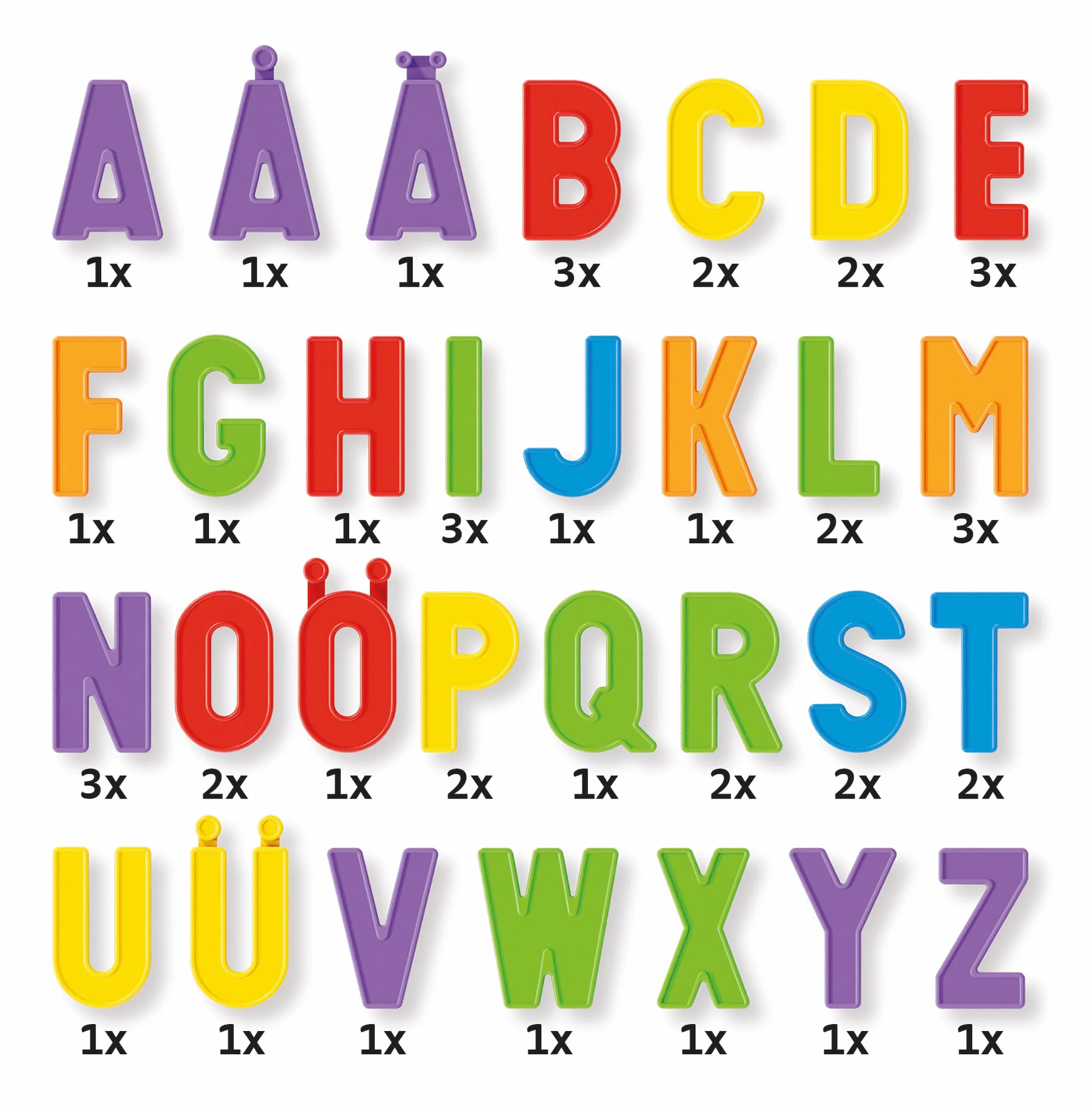 Quercetti Magnetino Letters Basic, Lavagna Magnetica con 48 Lettere Magnetiche per Bambini, Gioco Educativo 4 Anni, Made in Italy