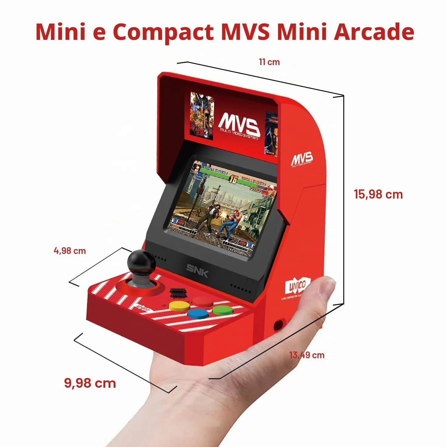 UNICO MVS Mini Arcade, 45 Gmeas Classici con Licenza SNK, Tra cui The King of Fighters, Metal SLUG ecc., Supporta Uscita HDMI per Schermo Grande / 2 Porte per Gamepad / Regali per Adulti e Bambini