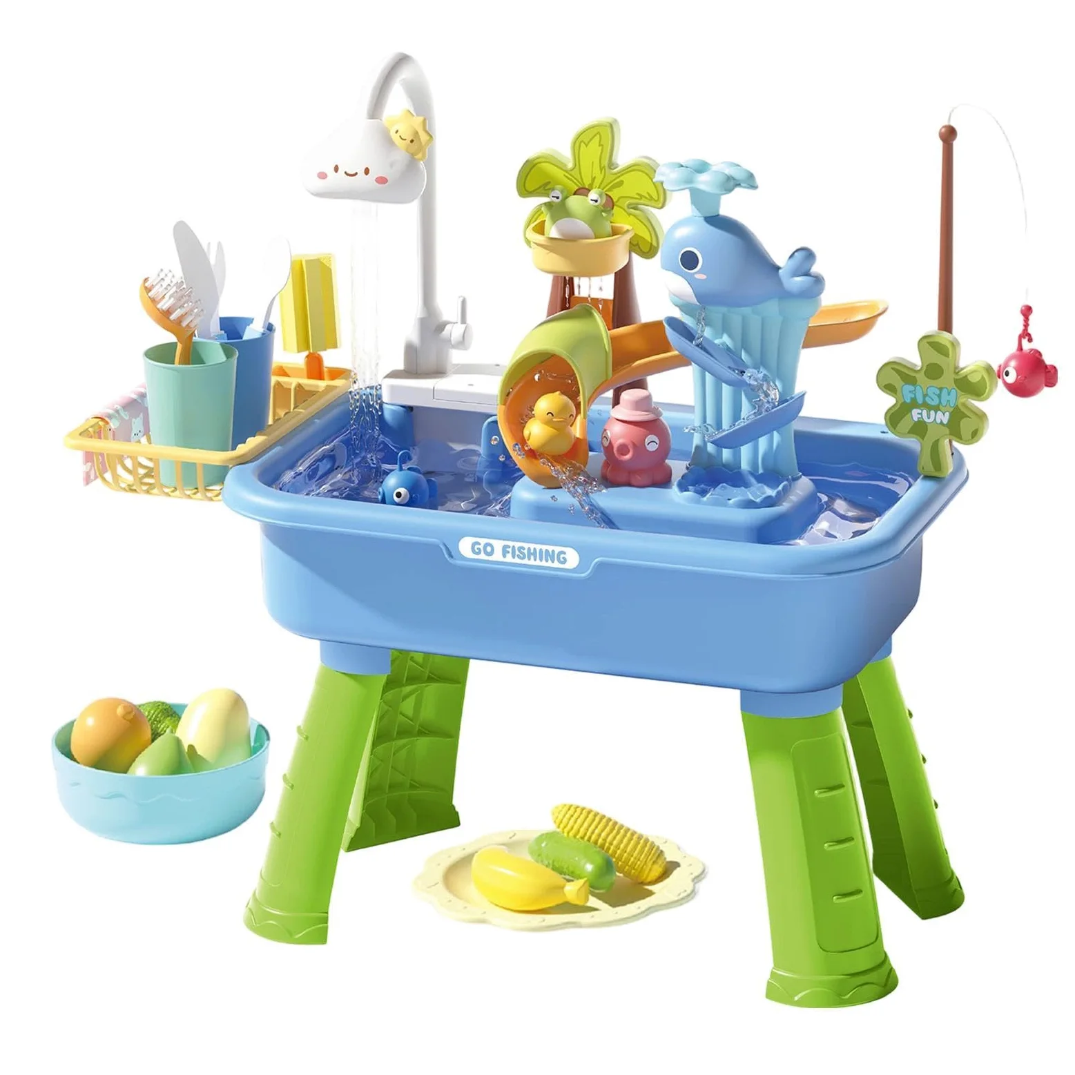 Tavolo Acquatico da Esterno di Pesca Estivo | Giochi Lavello Cucina Per Bambini E Prescolari Giardino Terrazzo Spiaggia Campeggio Asilo Bagno Sala Per Giocare Vacanze E