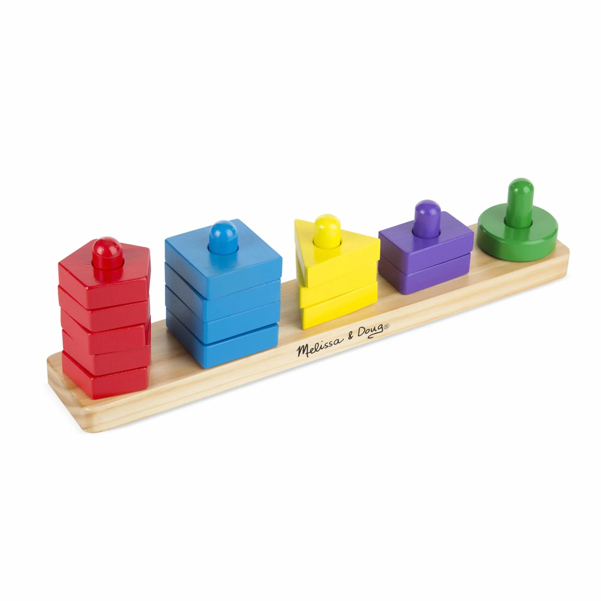 Melissa & Doug Tavola Classifica e Impila, Giocattolo Educativo in Legno con 15 Solidi Pezzi in Legno, Gioco Educativo, 2+ Anni, Regalo Bambini Bambine, Montessori