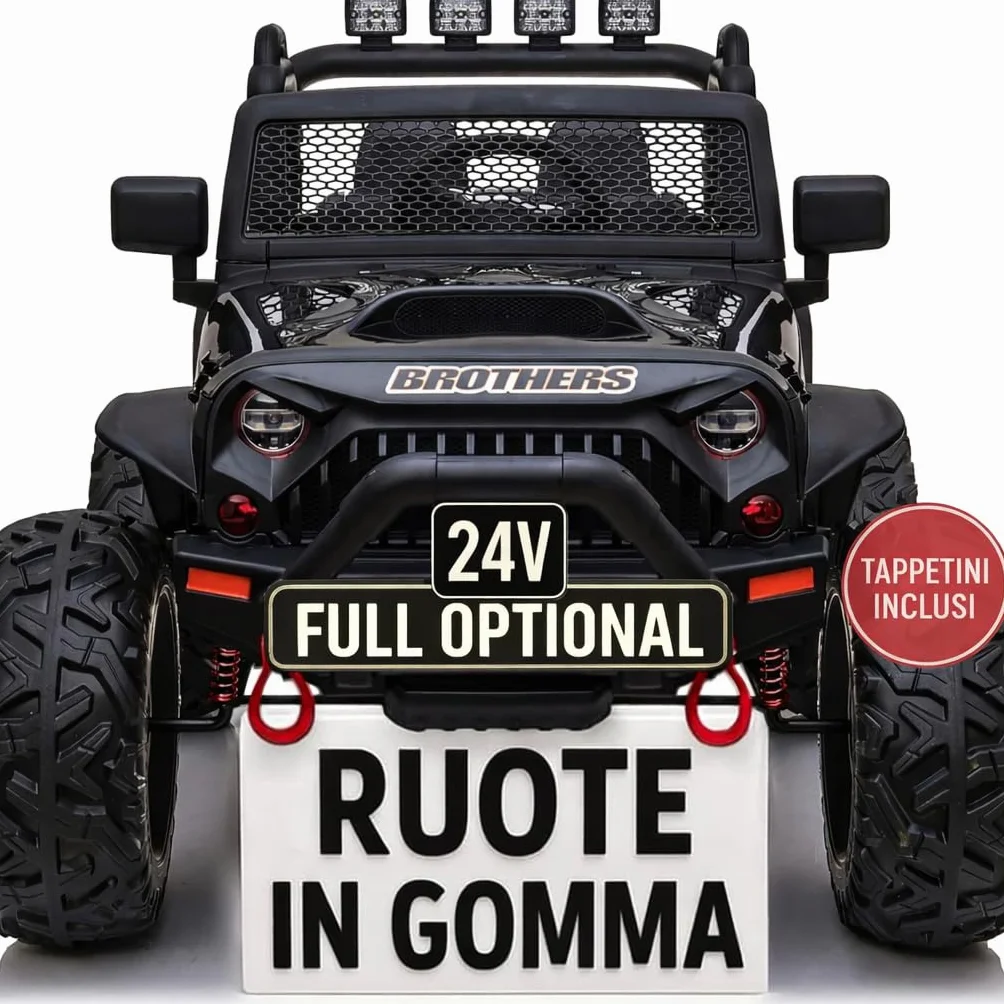 TOYSCAR Auto Macchina Elettrica per Bambini 2 Posti 24V Fuoristrada Big Adventure Telecomandata Sedile in Pelle Porte Apribili Doppio Motore Elettrico Carico 35 kg Ruote in Gomma E TAPPETINI