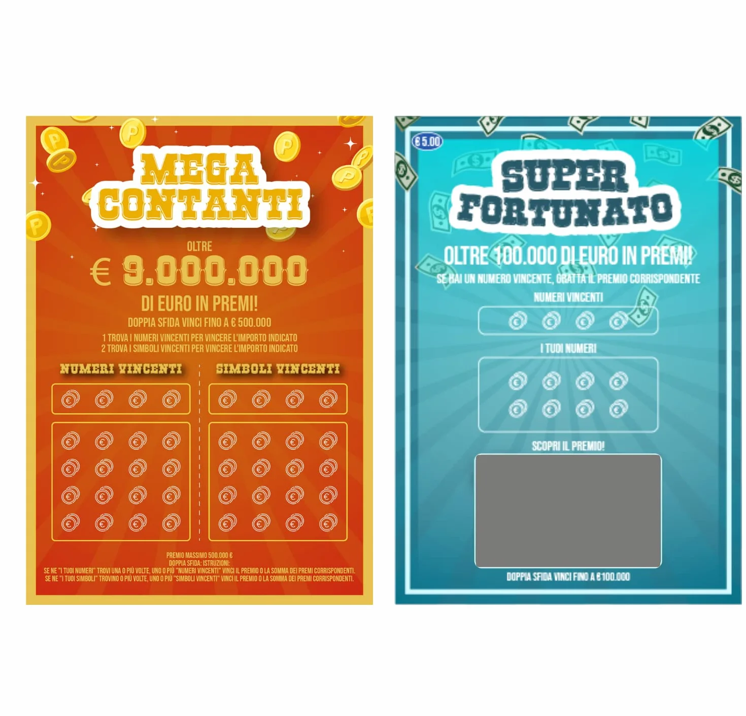 MEIN Gratta e Vinci Personalizzato Scherzo 2 Biglietti Finti Vincenti 1 da 100K L'Altro Regalo Il Niente con Spazio per Scrivere Idee Scherzi Divertenti