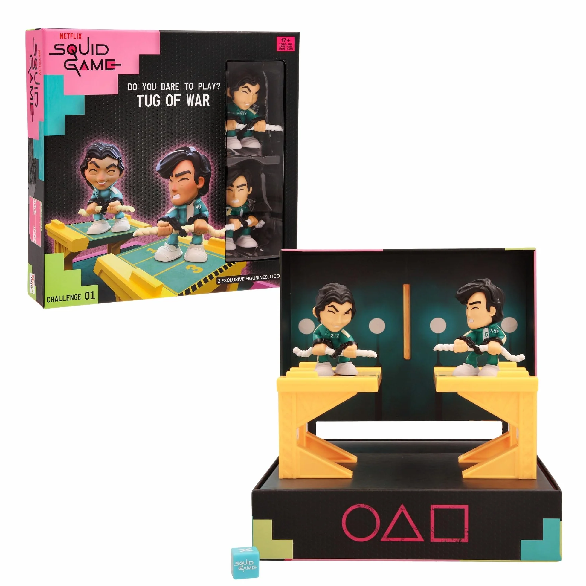 IMC Toys Gioco Sfide Tug of War di Squid Game, Dalla Serie Netflix Squid Game, Sfide da Giocare e da Esporre, Include Mini Set e Figurine, Gioco per Adulti Età +17 Anni