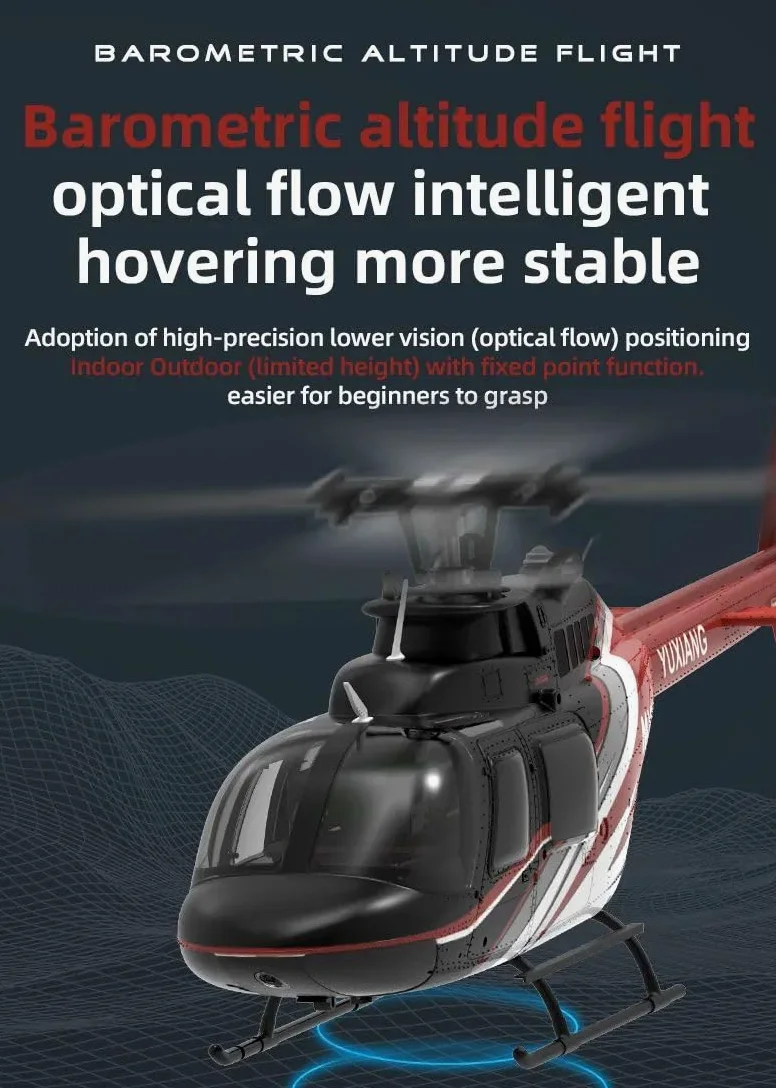 NULA YUXIANG F08 Bell 206 RC elicottero adulto 1/27 2.4G 6H 6G/3D Flybarless RTF senza spazzole elicottero militare radiocomandato con posizionamento ottico del flusso - 2 batterie