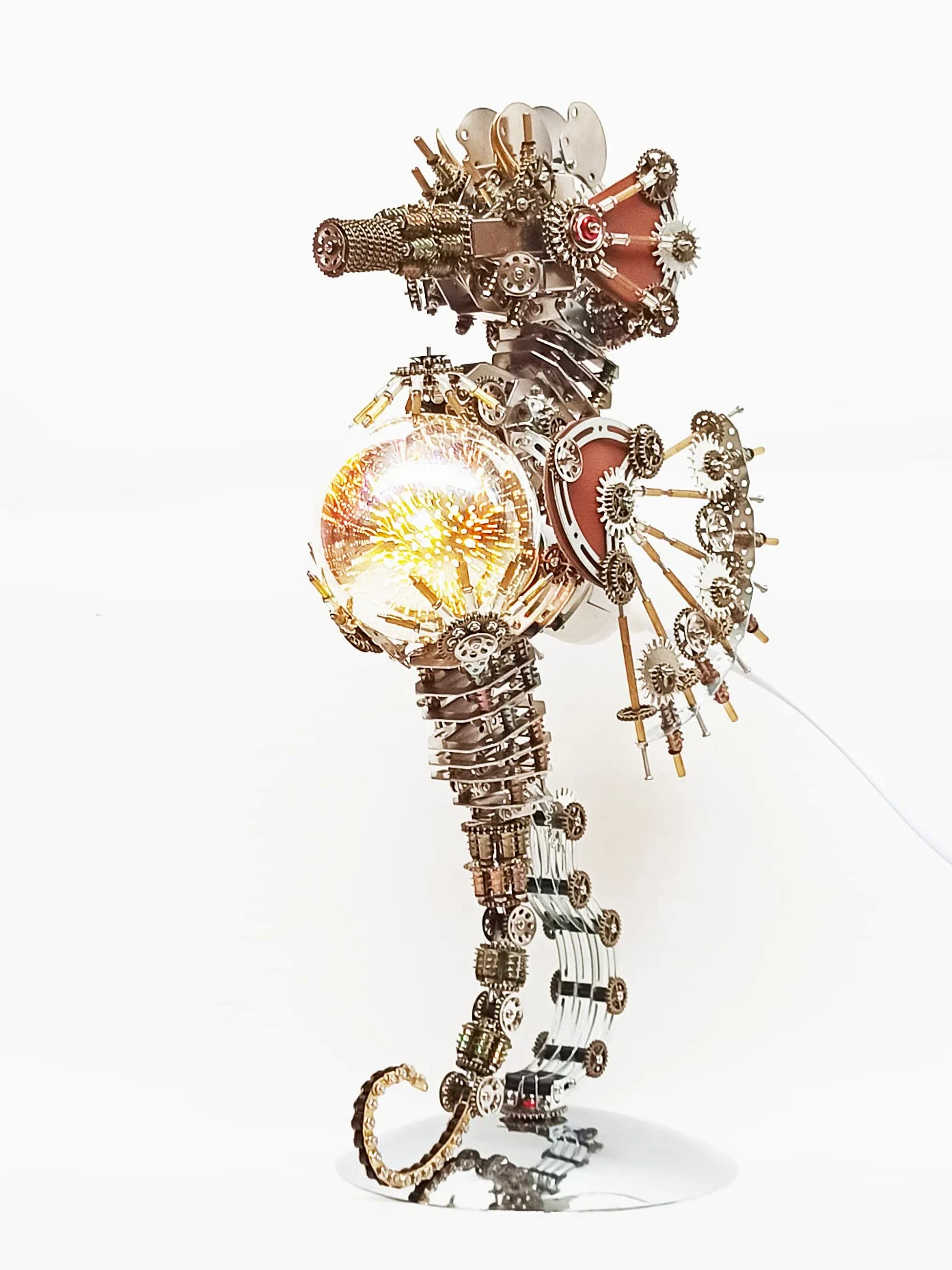 JOEBO Puzzle 3D Steampunk Meccanico in Metallo, Kit Modello Cavalluccio Marino 2100 Pezzi con Lampada fuochi d'artificio, Ornamenti Animali tradizionali/1018