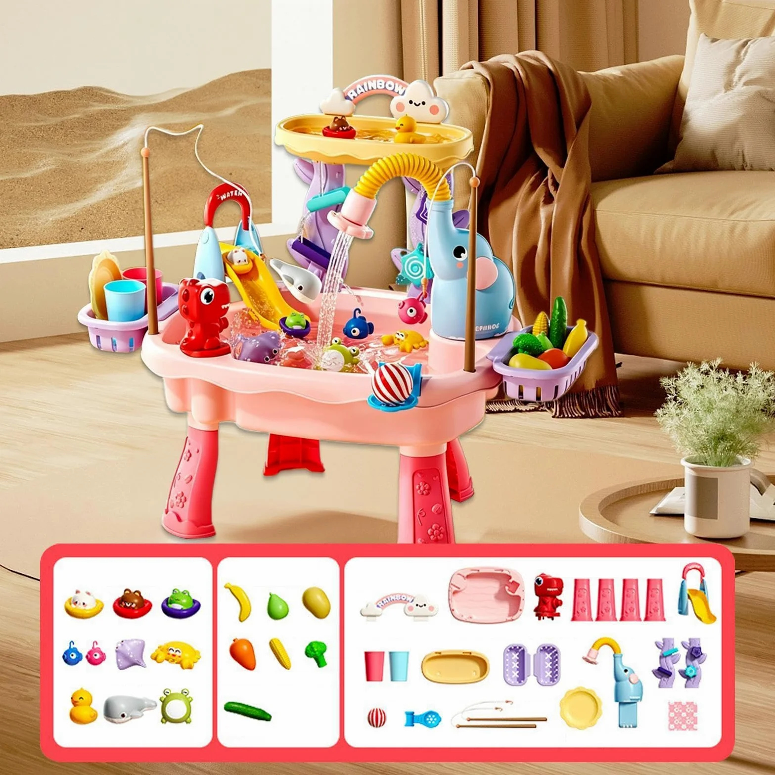 Tavolo Acqua Attività Da Spiaggia Estivo | Giocattolo Cucina per Bambini e Bambine Piccoli Patio Spiaggia Campeggio Asilo Casa Bagno Sala Giochi Vacanza Compleanno