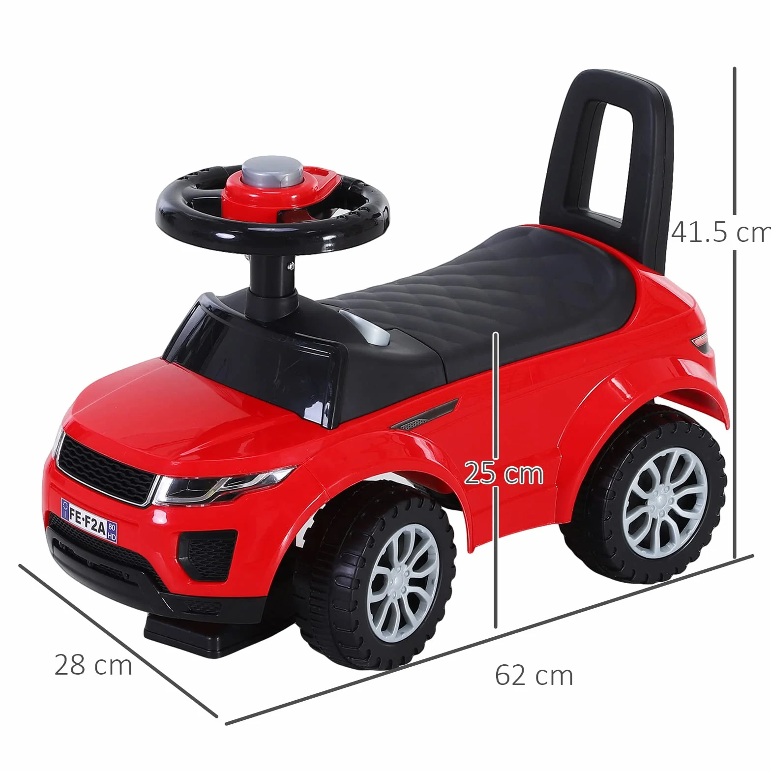 HOMCOM Macchina Cavalcabile Giocattolo per Bambini 12-36 Mesi, Rossa
