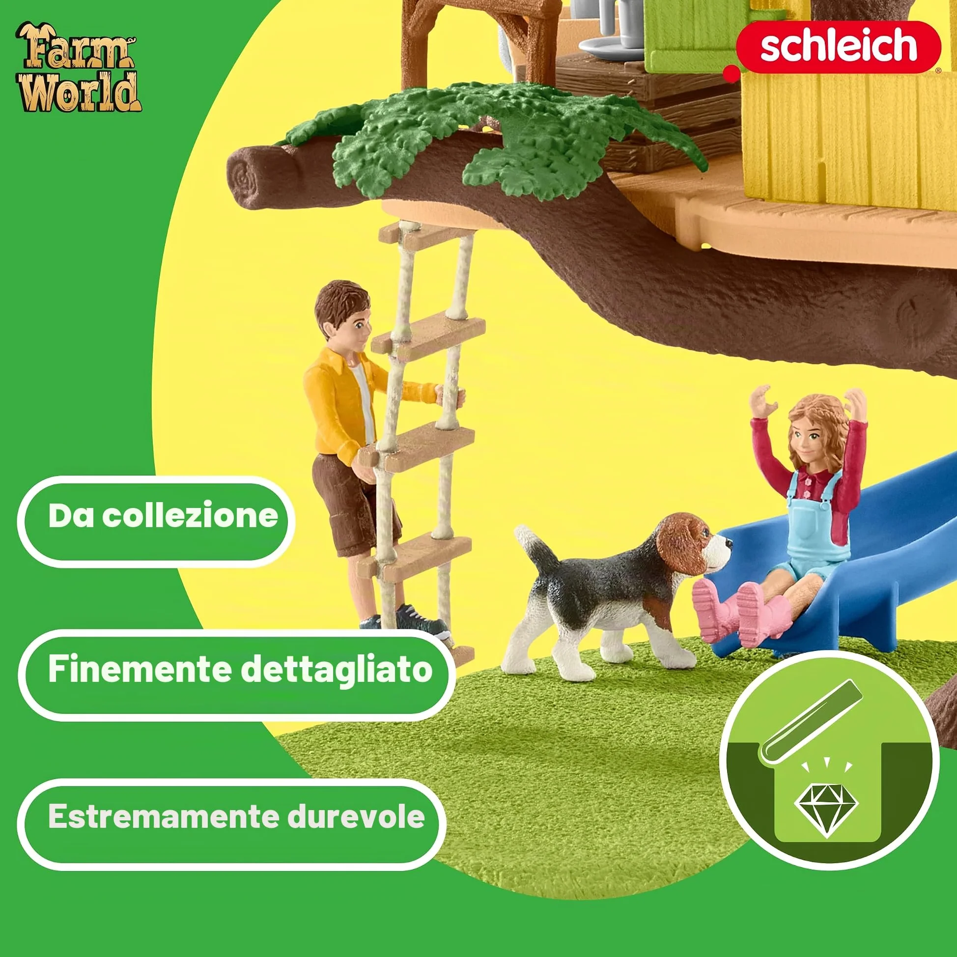 Schleich FARM WORLD | Casa sull'Albero dell'Avventura 42408 | 28 pezzi | Set da gioco dai 3 anni | set con personaggi, numerose funzioni e tanti accessori | figura animali della fattoria schleich