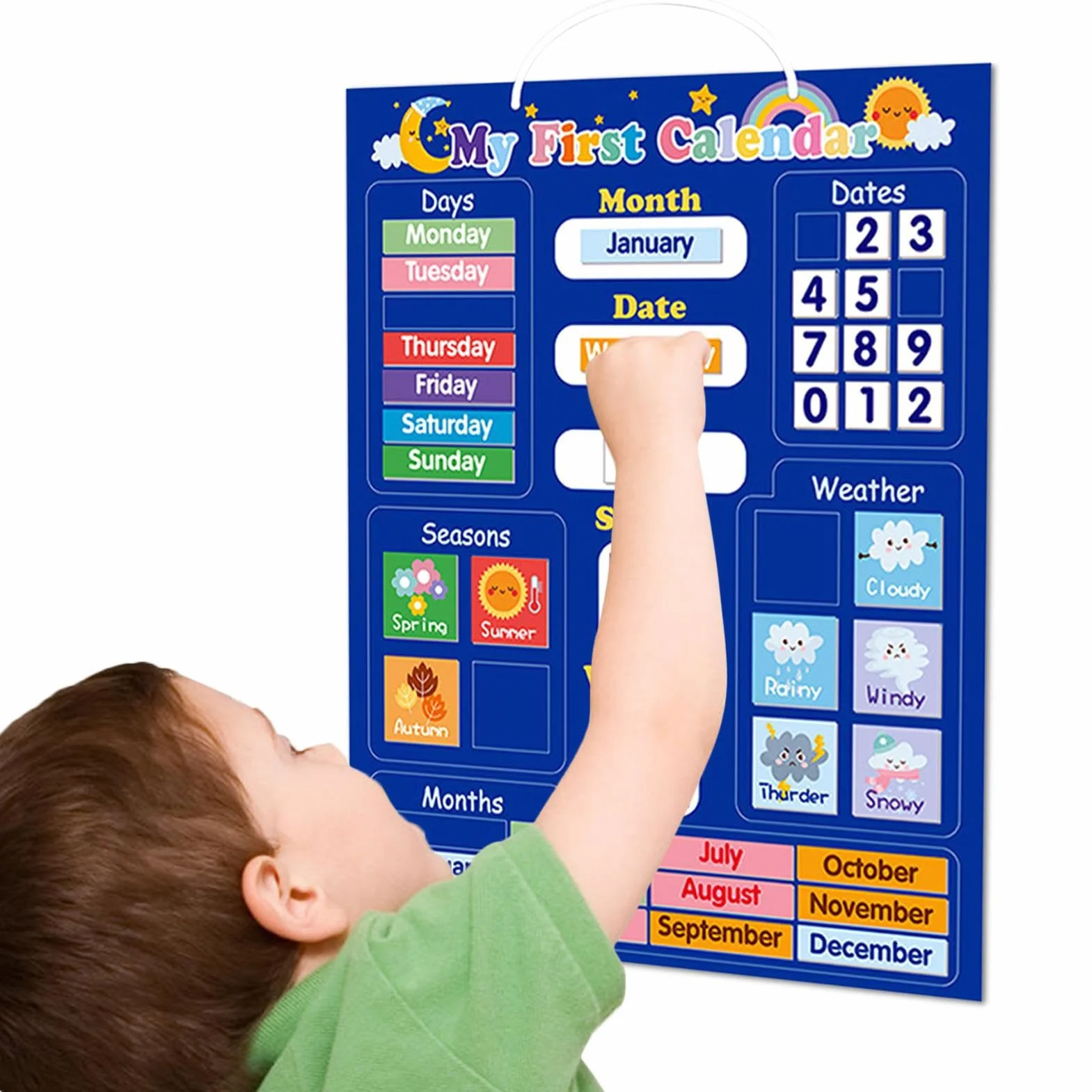 Calendario giornaliero magnetico Kids, primo calendario magnetico giornaliero, calendario per bambini per bambini Giorno del della settimana Bulletin Bulletin Time Bulletin Board