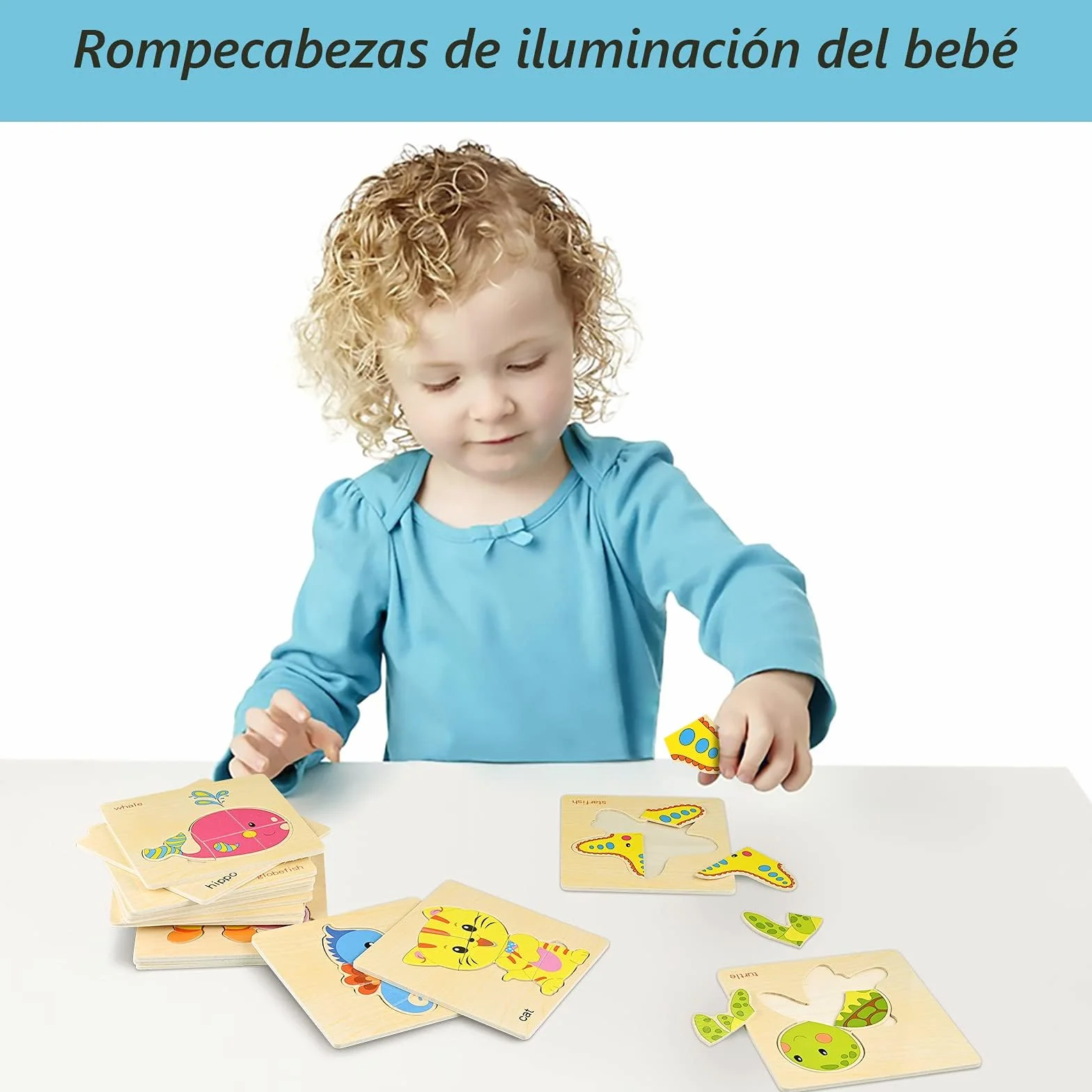 GOLDGE 16 Pezzi Giocattoli Bambini Animali da Puzzle di Legno, Giochi Bambina 1 Anno 2 3 4 Anni Educativo Pattern Blocchi Regalo per Ragazzo Ragazza