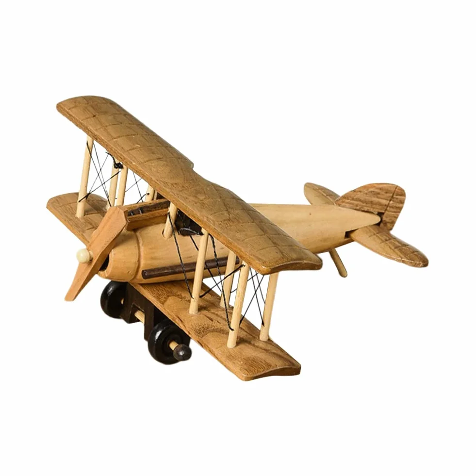 Katutude in Legno 3D Aliante Aereo Retro Modello Aereo, Vintage Artigianato in Ferro retrò Biplano per Aerei in Ferro Battuto, Modello di Aeroplano per Bambini Decorazioni per La Casa