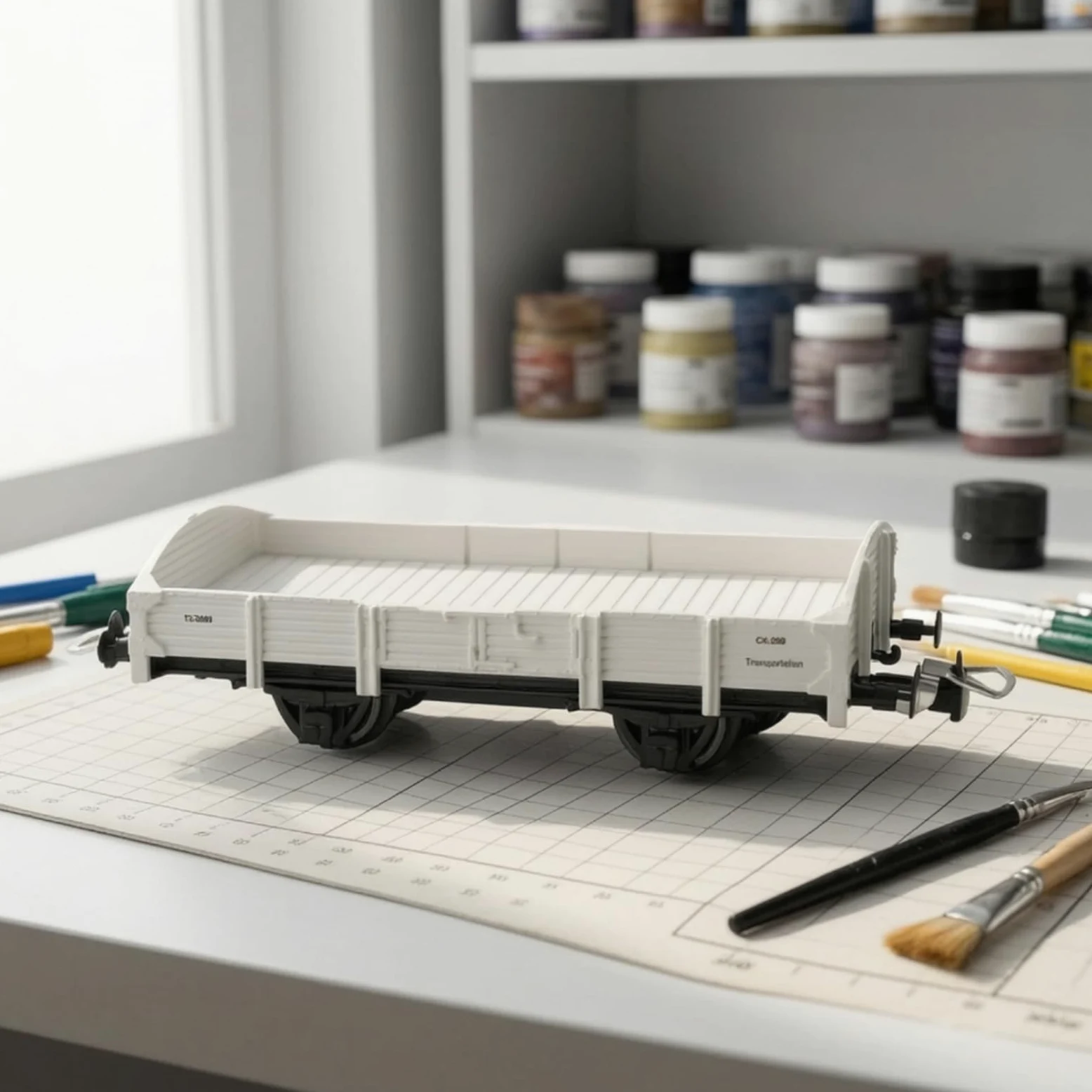 Carro Pianale HO Realistico Carro Piatto Basso Profilo Modellino Ferroviario per Modellisti, Collezionisti
