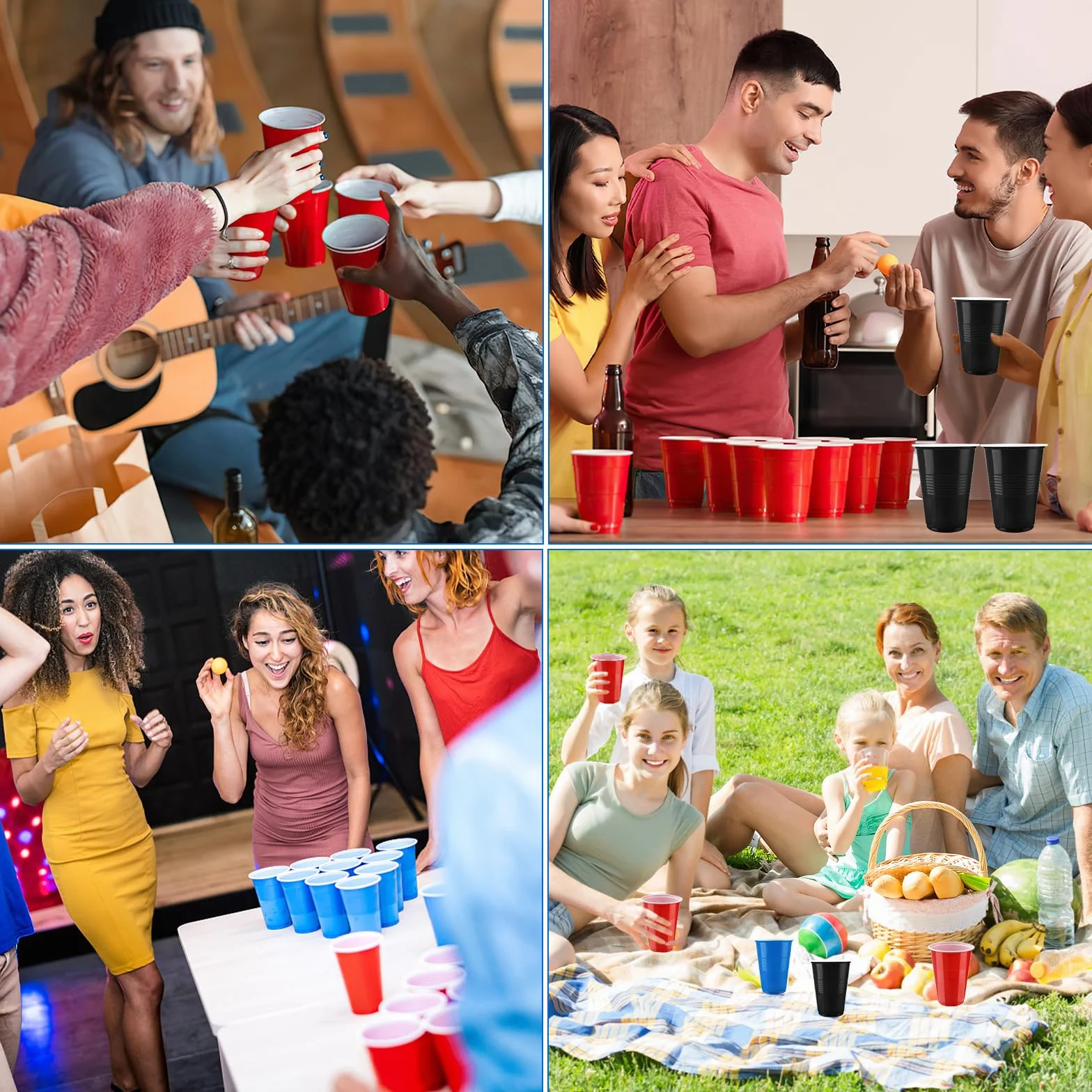 Sprifityy Beer Pong,51 Pezzi 500ml Bicchieri Beer Pong e 12 Pezzi Palline da P ing Pong,Bicchieri di plastica riutilizzabili,per Giochi di bevute, Feste, Compleanni, Matrimoni, Campeggio