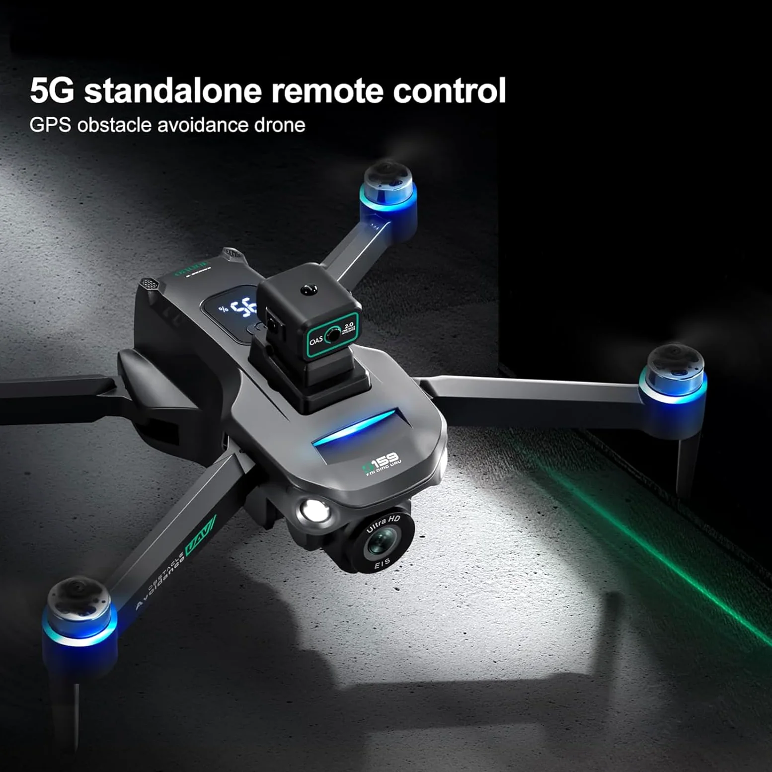 Generico Drone con Doppia Telecamera 4K HD per Adulti, quadricottero RC Professionale, brushless con Luce LED e Telecomando Tramite App, per Principianti (2 batterie)