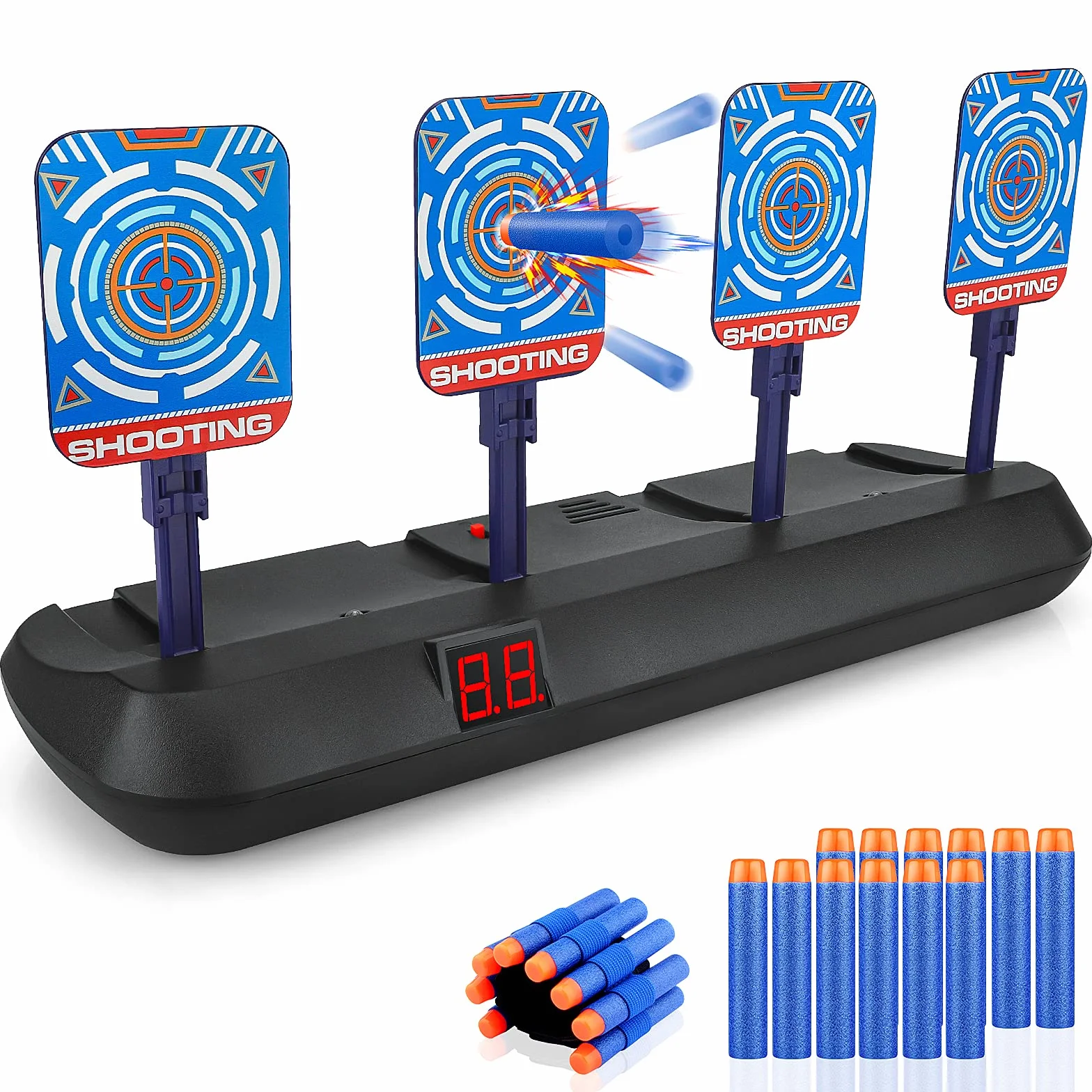 Tiro al Bersaglio Bambini, Bersaglio Nerf Elettronico con 20 Proiettili Freccette per Pistola Giocattolo Giochi Bambino 3 4 5 6 7 8 9 10 Anni Gioco Interno Esterno Regalo Bimbo Compleanno Natale