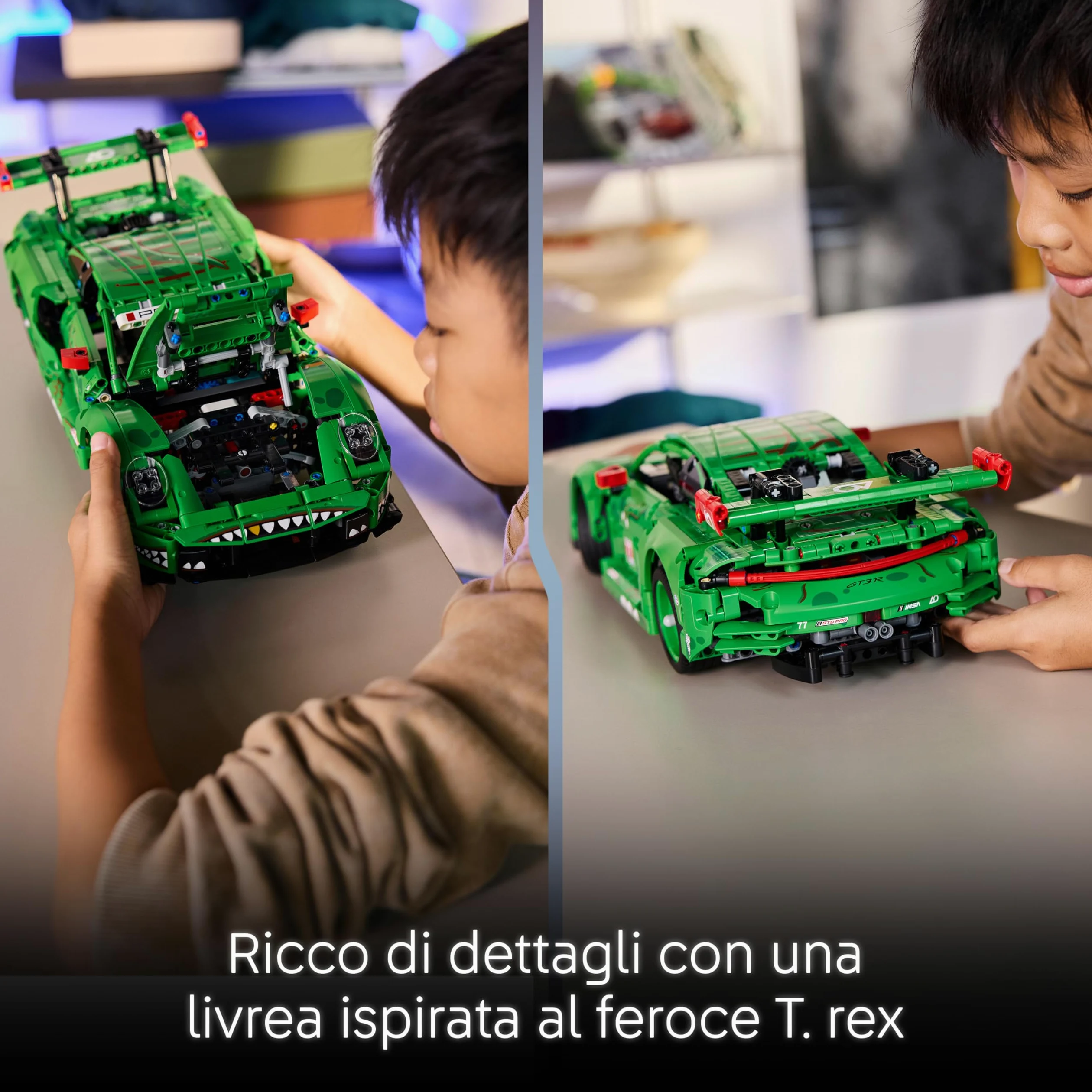 LEGO Technic Auto Porsche 911 GT3 R REXY AO Racing - Macchina Giocattolo - Kit di Modellismo con Motore a 6 Cilindri, Trazione Posteriore e Design da Dinosauro - Regalo per Bambini da 11 Anni - 42224