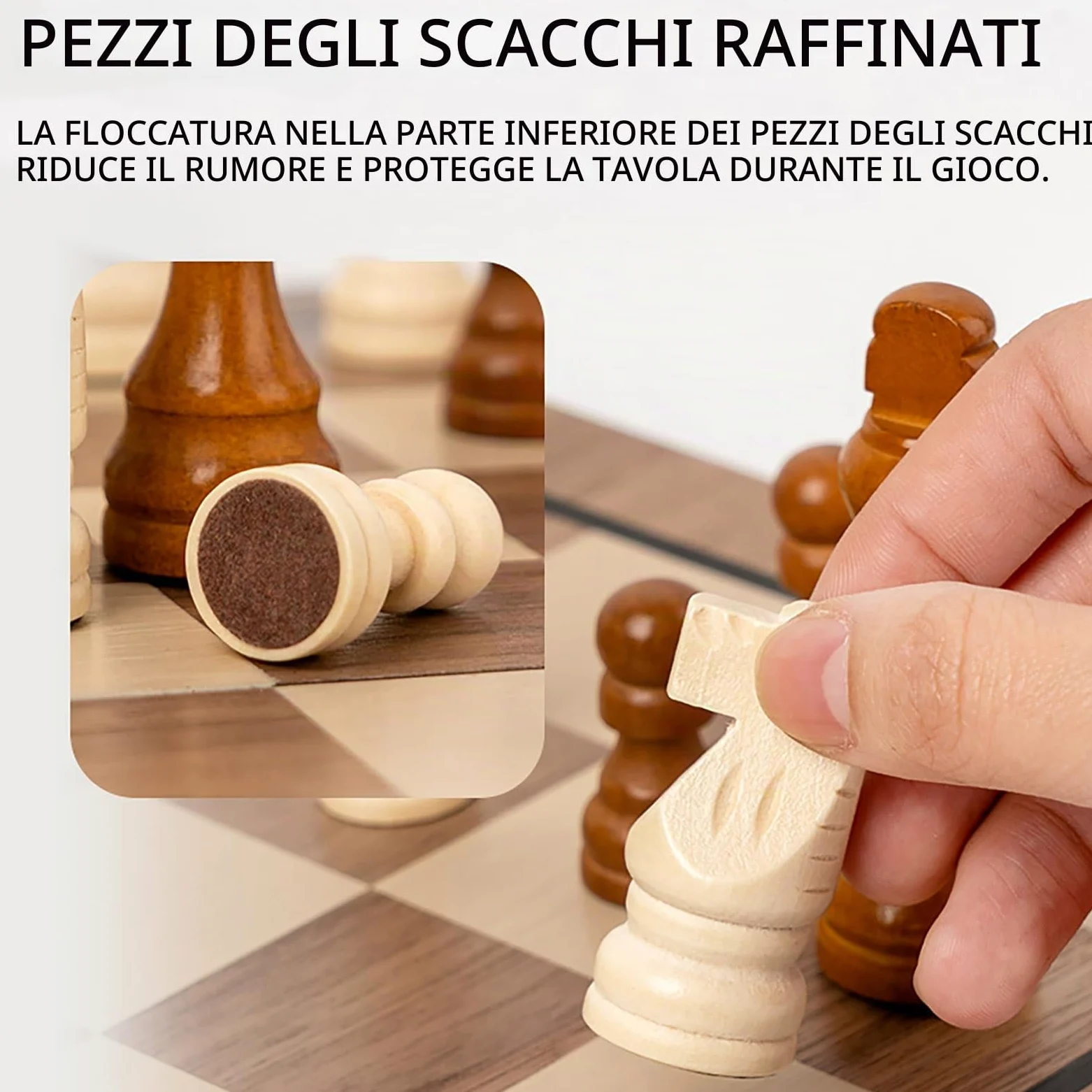 NEWFUN Scacchiera Magnetica in Legno – Gioco Scacchi Dama Pieghevole Viaggio