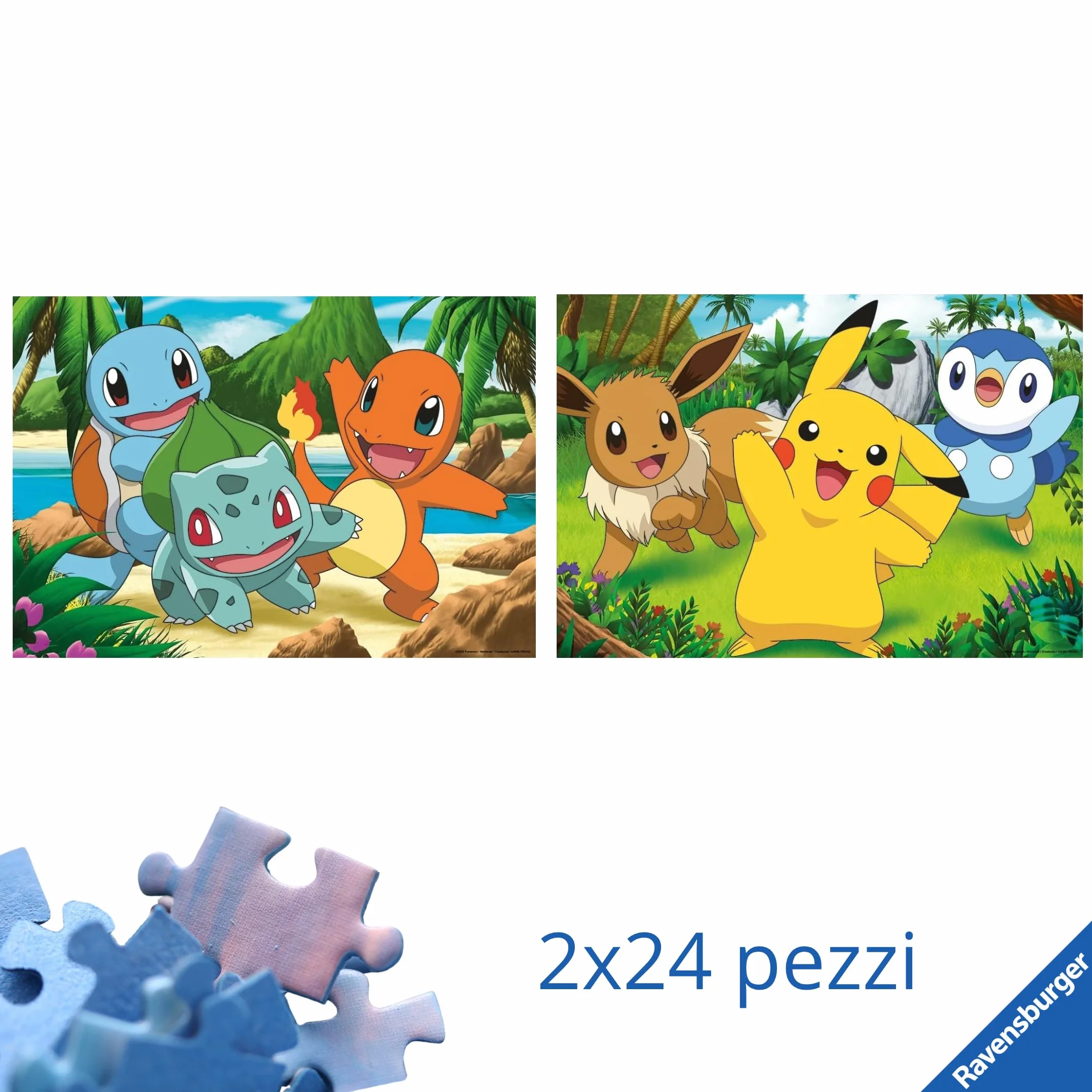 Ravensburger - Puzzle Bambini 4 Anni 2x24 Pezzi, Pokemon - Puzzle 4 Anni, Collezione Pokémon, Include 2 Puzzle 24 Pezzi, Giochi Educativi, Idee Regalo