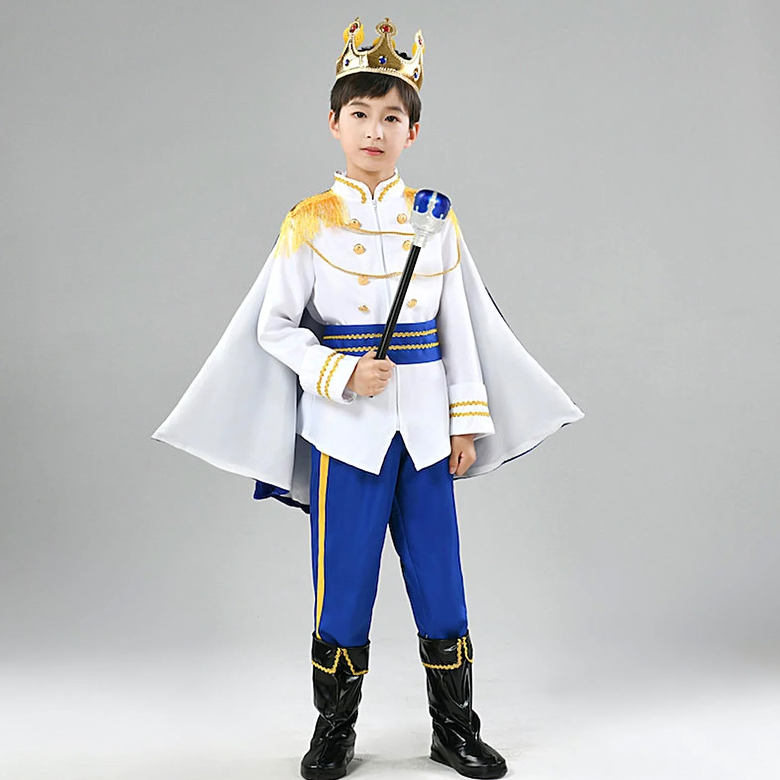 Costume da Re per Bambini Costume Cosplay Halloween Con Mantello 7 Pezzi | Travestimento Cosplay Ragazzi per Vacanza Festa Celebrazione Carnevale Abbigliamento Quotidiano Palco