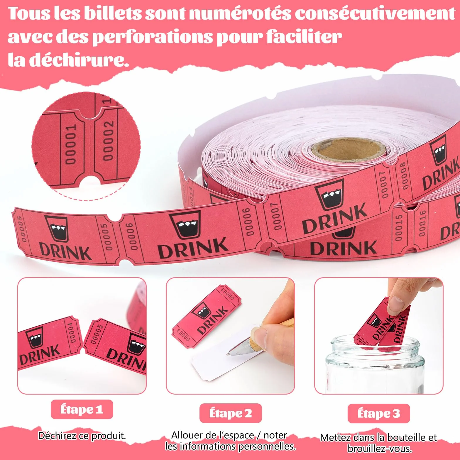 1000 Biglietti per Bevande Rosse | Biglietti Tombola Vincenti Buoni Consumo Gratuito Gettoni