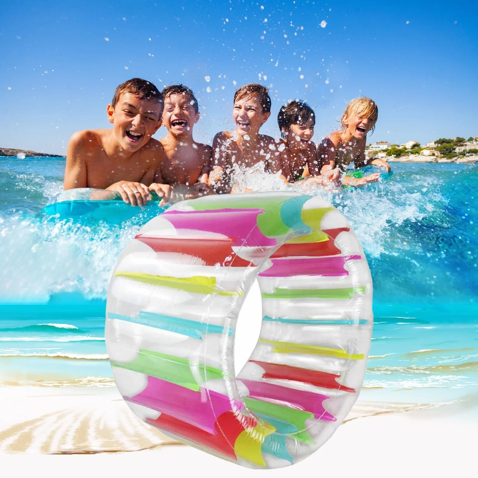 Ruota Idraulica Gigante, Rullo D'Acqua Gonfiabile, 120CM Rullo Gonfiabile, Giocattolo Gonfiabile, Divertente, Utilizzato in Piscina, Parco, Spiaggia e Prato