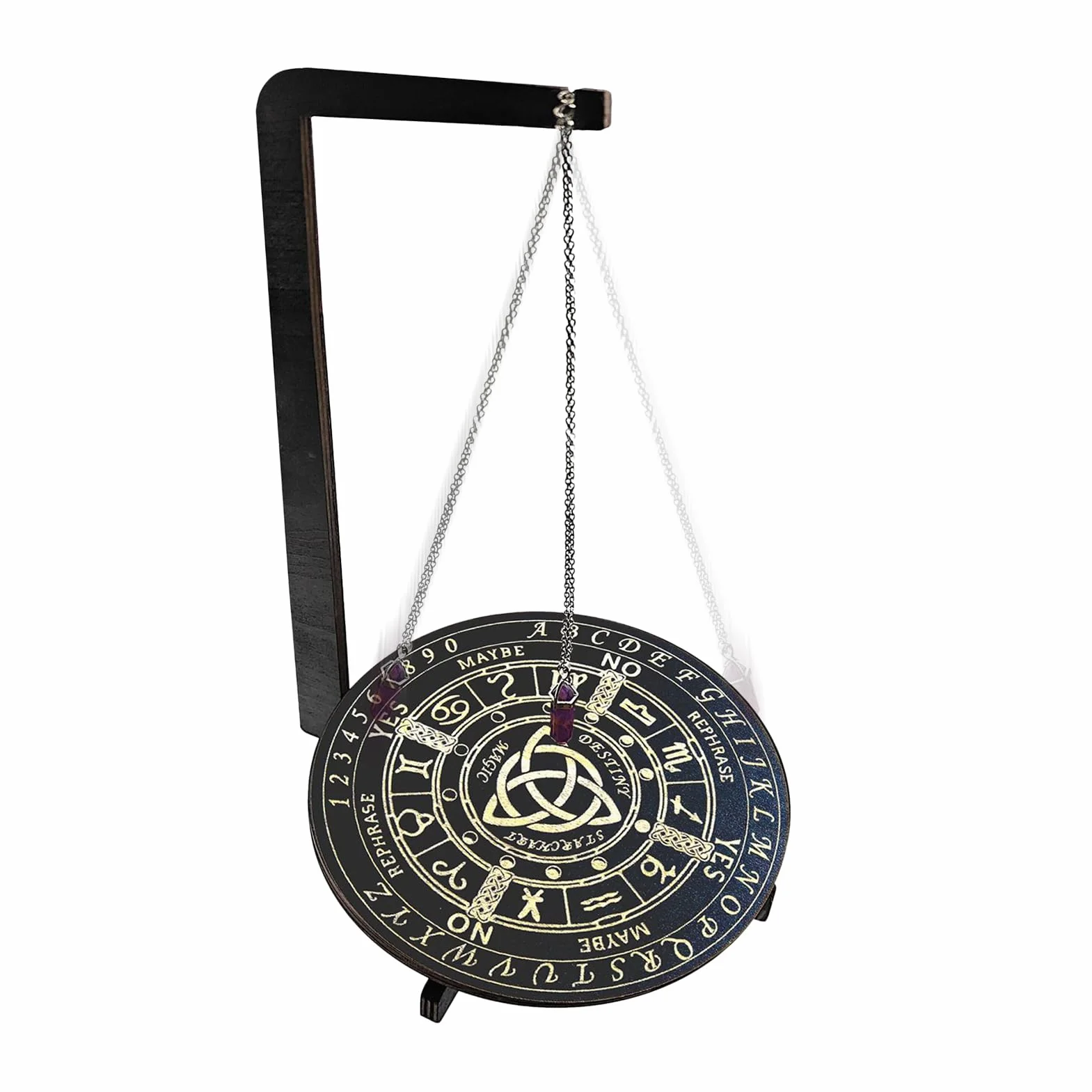 Tavola a pendolo in legno per decorazioni divinatorie, tavola divinatoria con collana di cris-tallo a pendolo per principianti, forniture per altari di stregoneria
