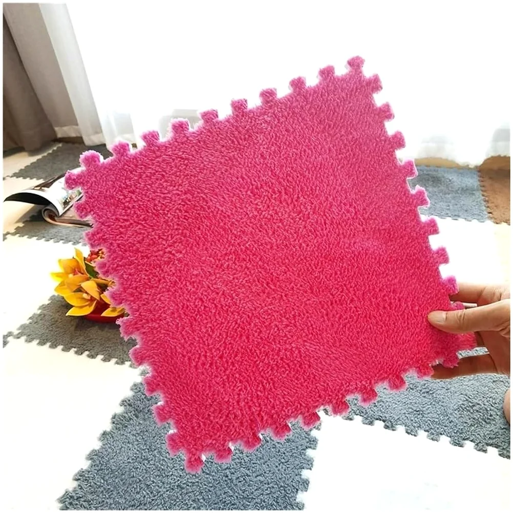 12 Tappetini In Peluche A Incastro Per Pavimento Con Bordo Morbidi Tappetini Da Gioco Per Bambini Soggiorno Camera Da Letto Tappeto Puzzle(White,20 pcs)