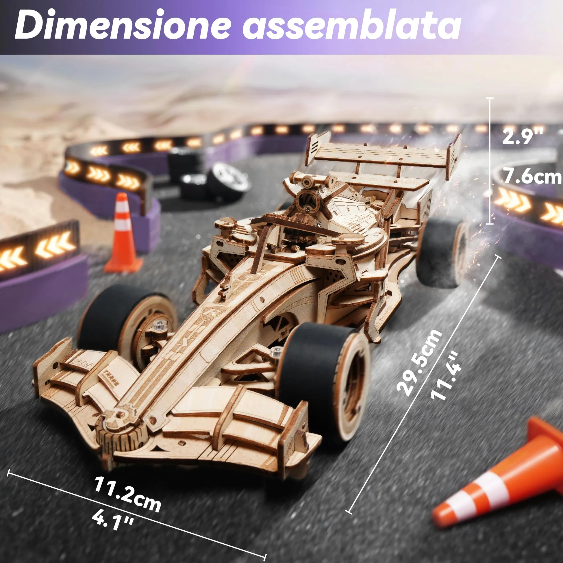 ROWOOD Kit di modelli di auto da corsa in legno per adulti e ragazzi da costruire, puzzle in legno 3D, kit di costruzione di modelli di veicoli, kit di artigianato fai da te, regalo creativo per lui