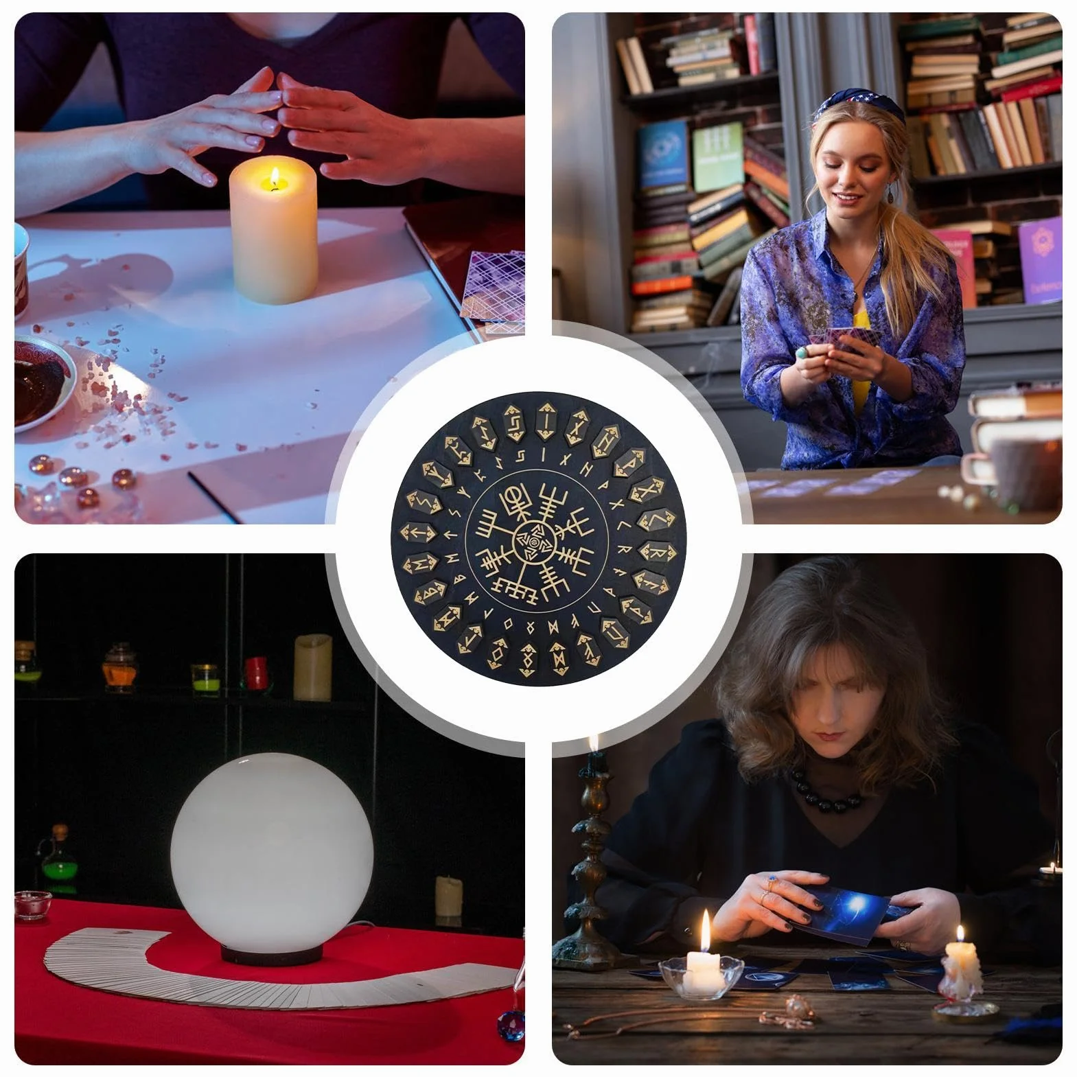 Set di rune in legno per divinazione e meditazione, decorativo per streghe