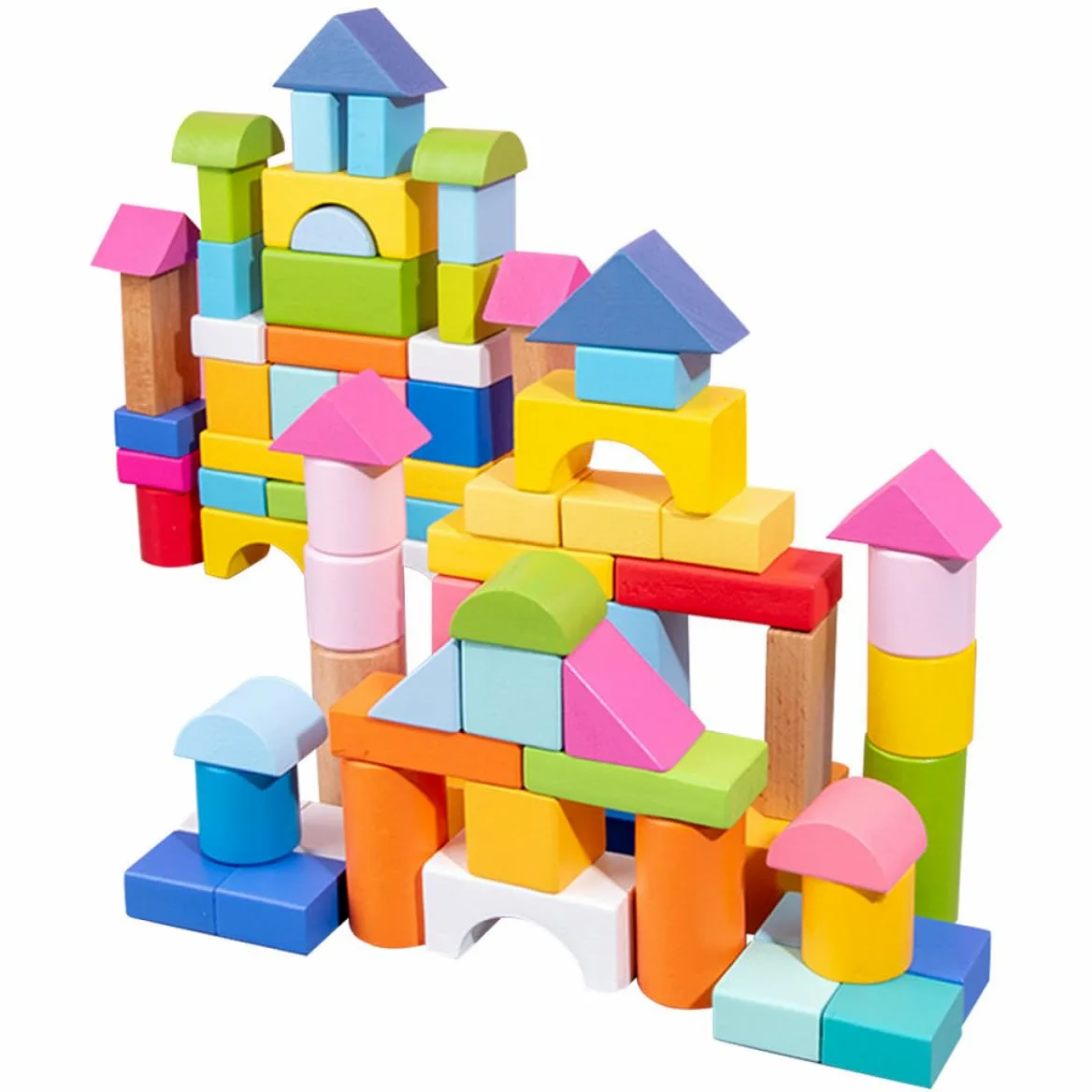 VICASKY Giocattolo Educativo per Bambini 100 Pezzi Blocchi in Plastica Forme Geometriche Colorate per Gioco e Apprendimento Sicuro e Stimolante