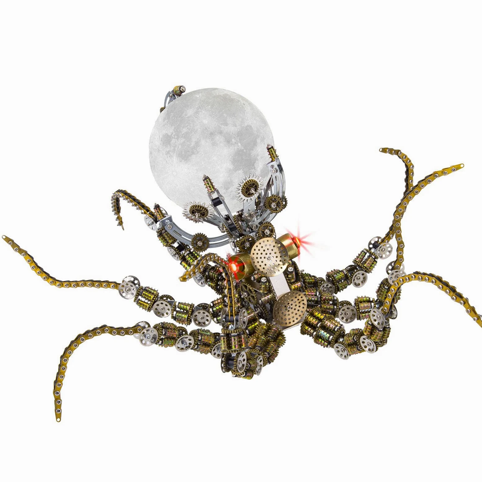 Puzzle 3D in metallo, modello steampunk di polpo con luci lunari in 3 colori, giocattolo meccanico a forma di animale, decorazione artistica da collezione (2400 pezzi in più)