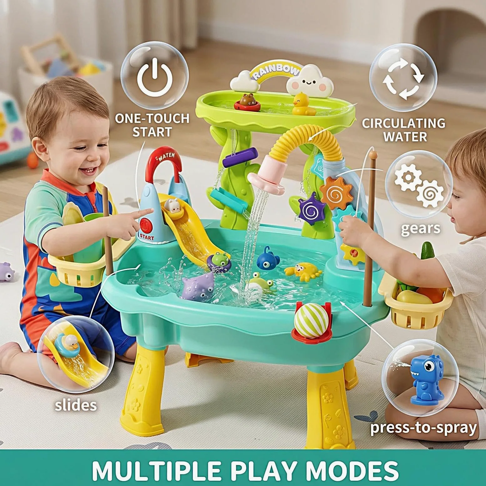 Tavolo Acquatico con di Pesca | Tavolo per Giochi d'Acqua da Esterno per , Spiaggia, , Campeggio, Patio, Asilo , Scuola Materna, Bambini e Bambine Età 4-8