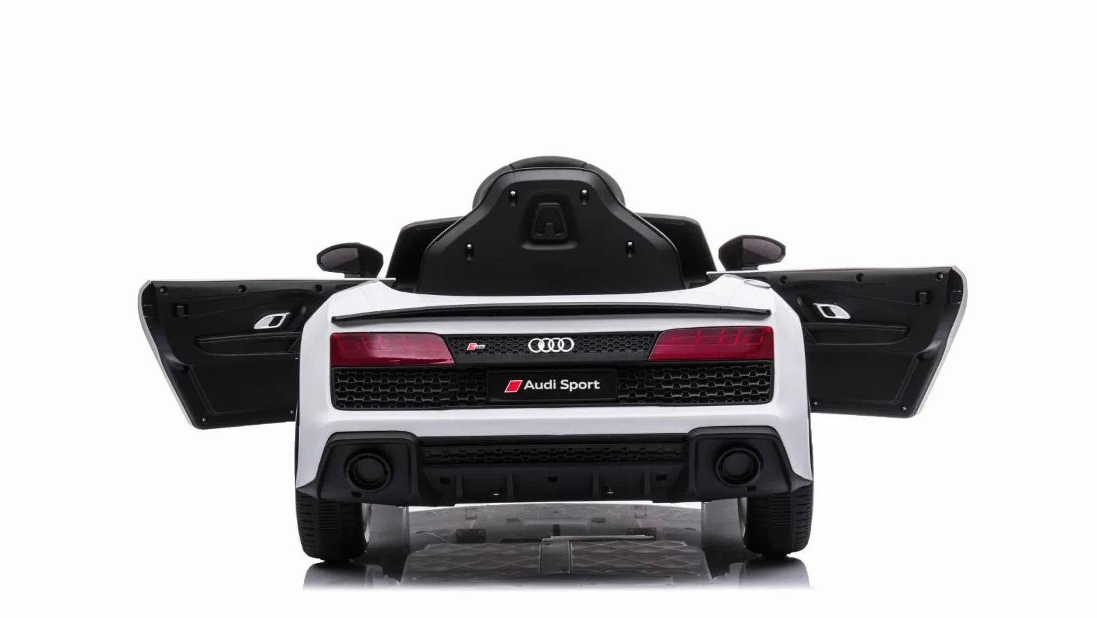 TOYSCAR Auto Macchina Elettrica 12V New Audi R8 Spyder per Bambini LED MP3 con Telecomando Sedile in Pelle Bianca