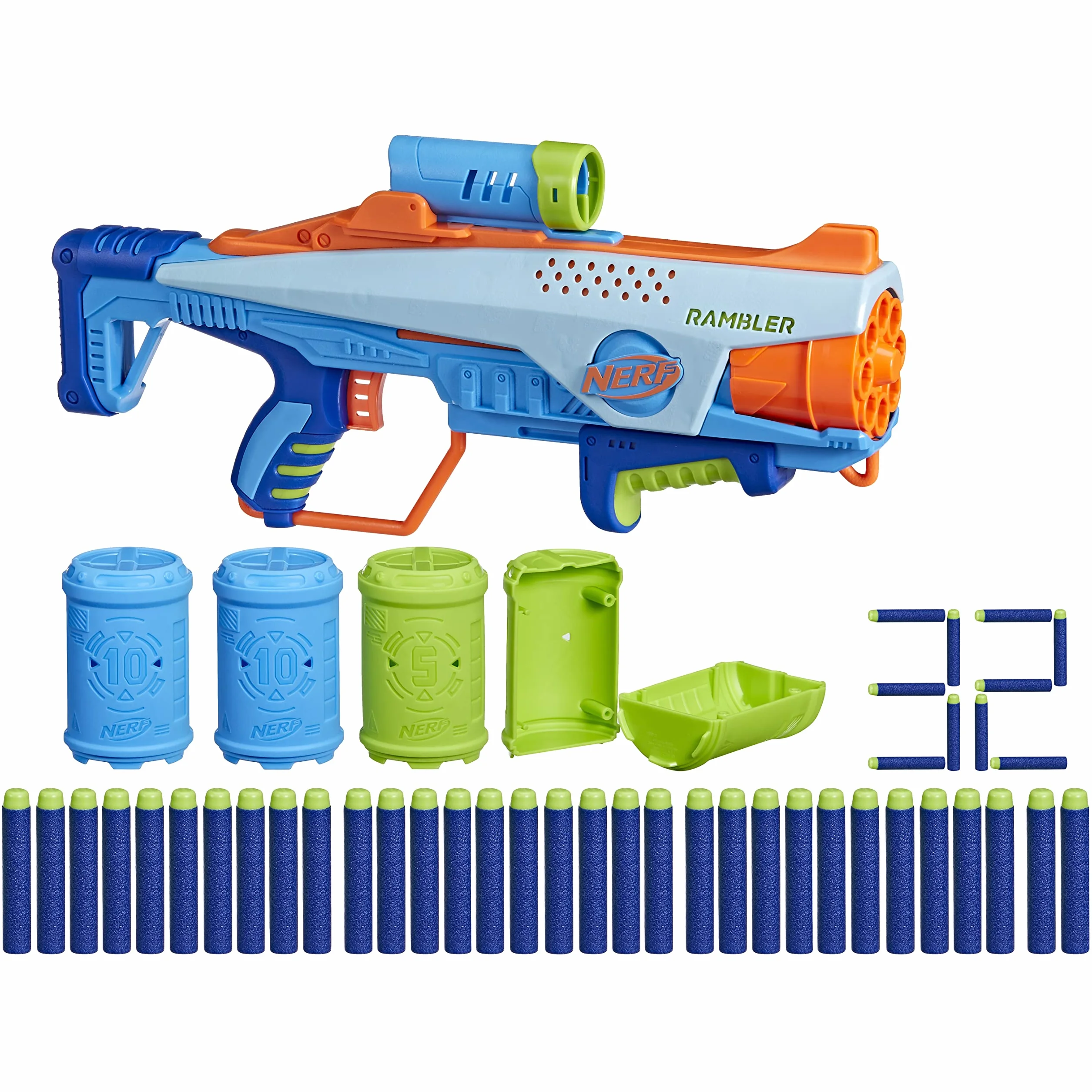 Nerf Elite Junior JR Rookie Pack, blaster 32 dardi 4 bersagli