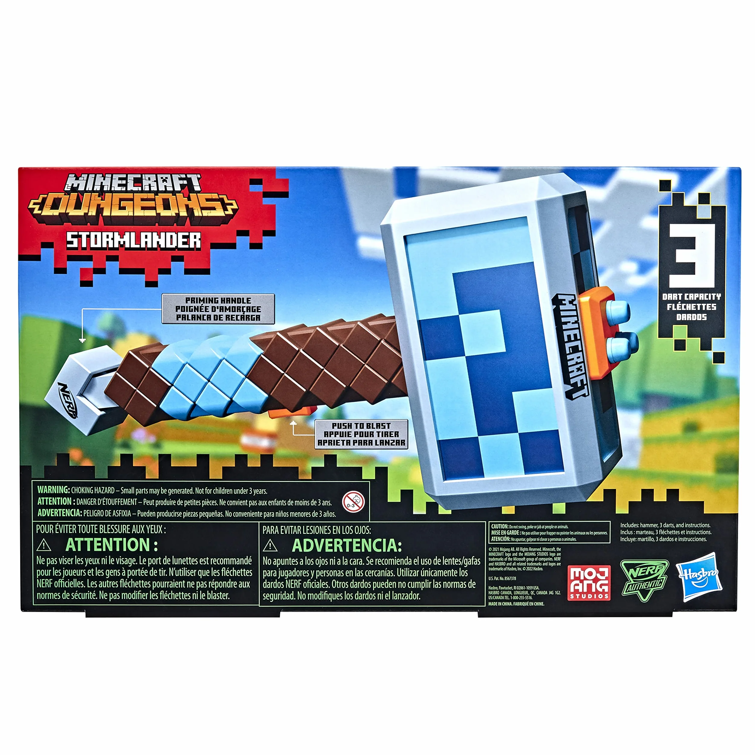 Hasbro Nerf Minecraft Stormlander Lancia Dardi 3 Dardi Elite