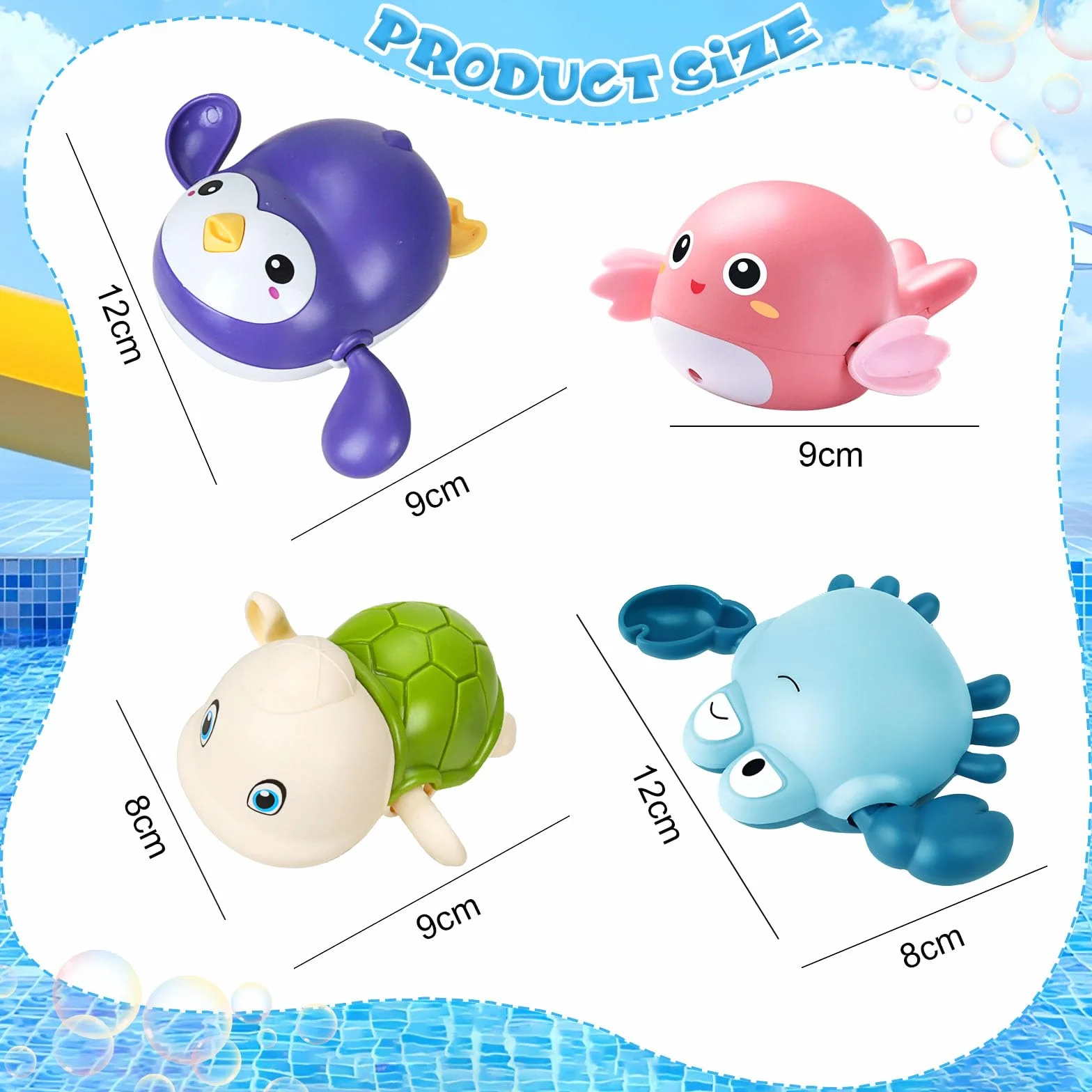 4 Pezzi Giochi Bagnetto Neonato, Animali Giocattolo per Bambino, Bagno per Bambini Giocattoli, Adatto da 1 a 4 Anni, Bambini Giochi da Bagnetto, Giochi da Bagno Galleggianti