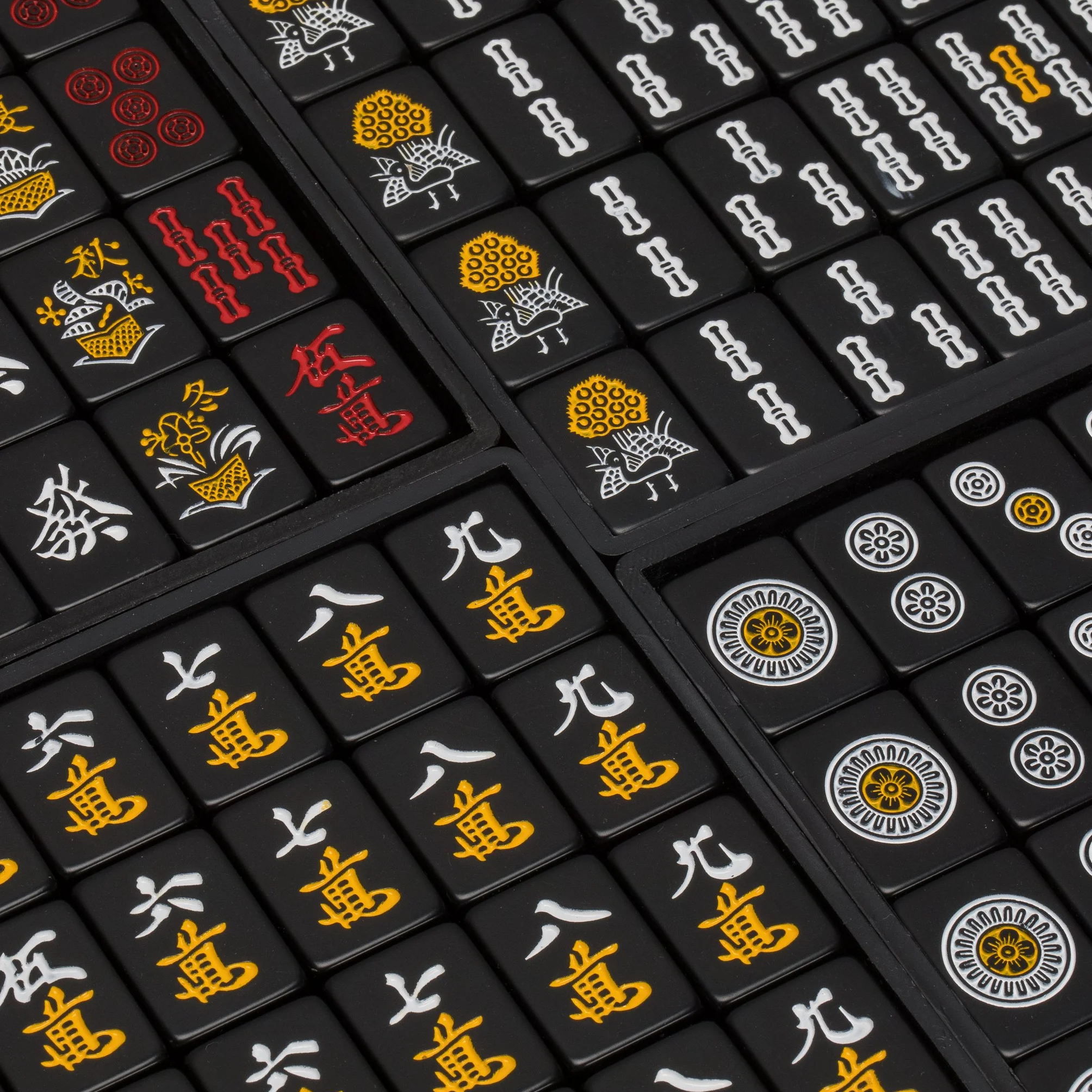 Yellow Mountain Imports Set di Mahjong Giapponese Riichi - Tessere Nere di Dimensioni Standard e Custodia in Vinile