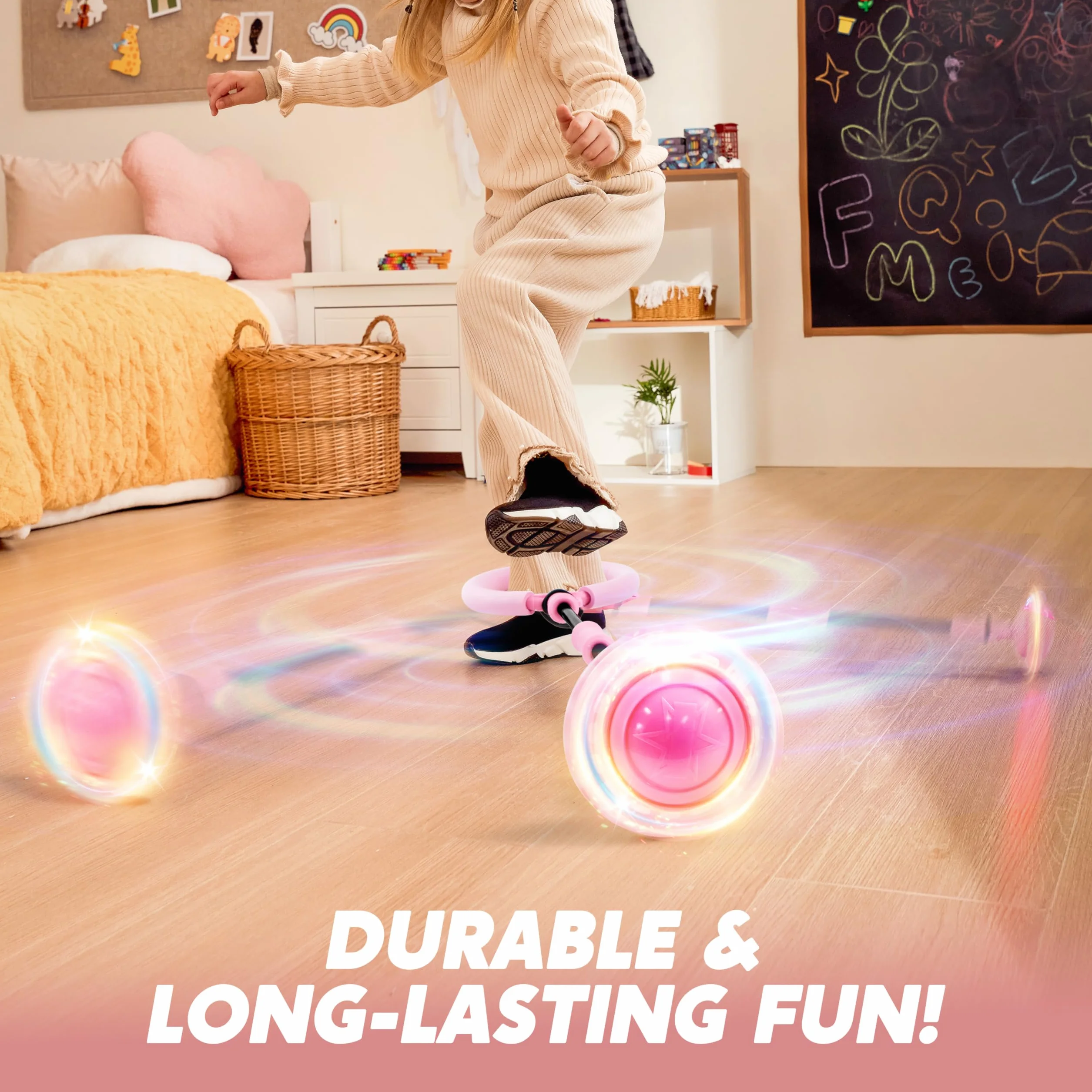 JOYIN Kinder Blinkender Springring Fußkreisel, Swing Wheel mit Lichtrad, Springender Ball Blinkender, Faltbarer Flash Jumping Ball, Blinkender Sprungball
