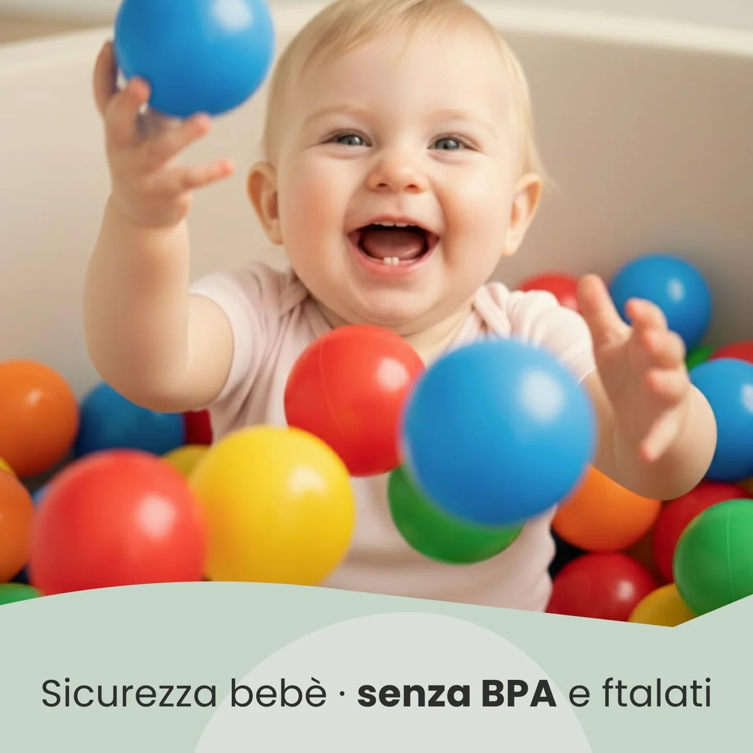LittleTom Dalla Nascita: 300 Palline Piscina Bambini - 7cm Sfere Plastica Colorate Sicure senza BPA - Gioco Educativo Neonato - Accessori Tenda Box Casa Giardino Interno Esterno Prima Infanzia