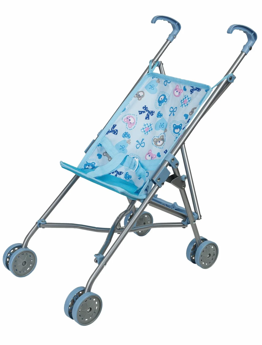 Idena 40069 - Bambola Buggy Orso Pieghevole Motivo, Blu
