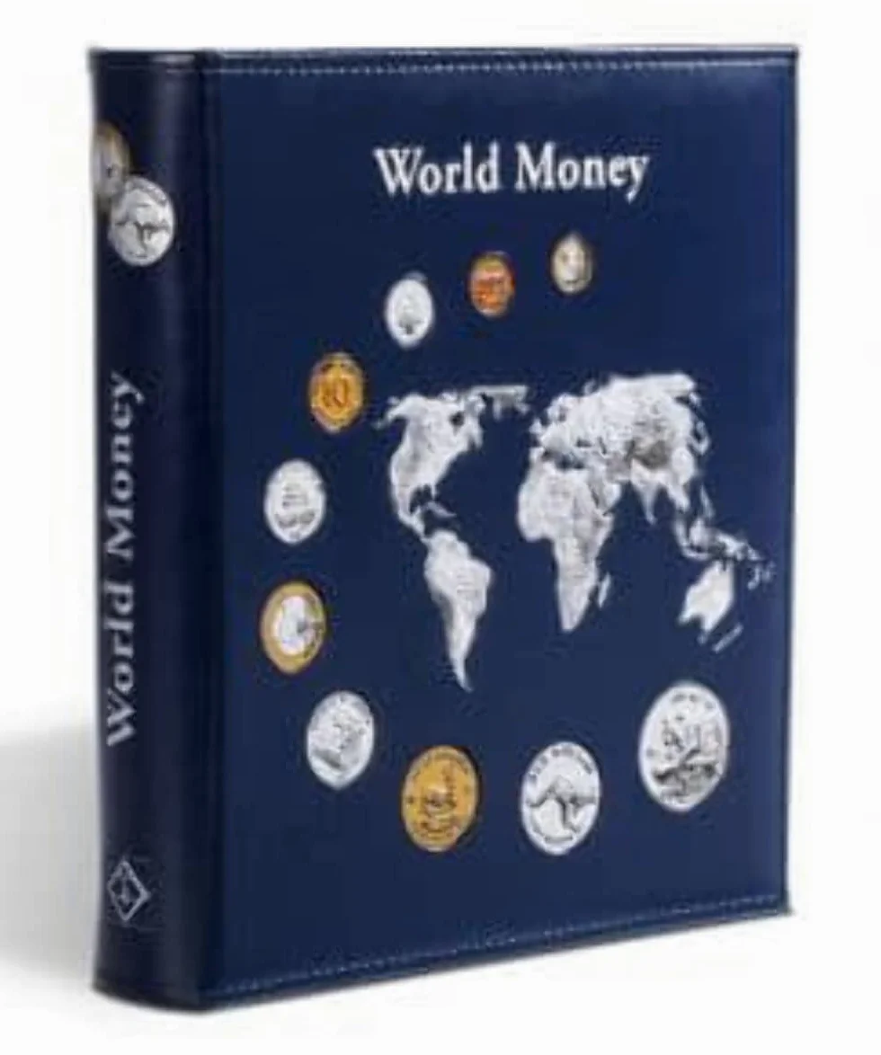 Leuchtturm 323813 Album per Monete Optima World Money- incl. 5 astucci per Monete con Ø 42, 27, 20, 34 mm - Blu